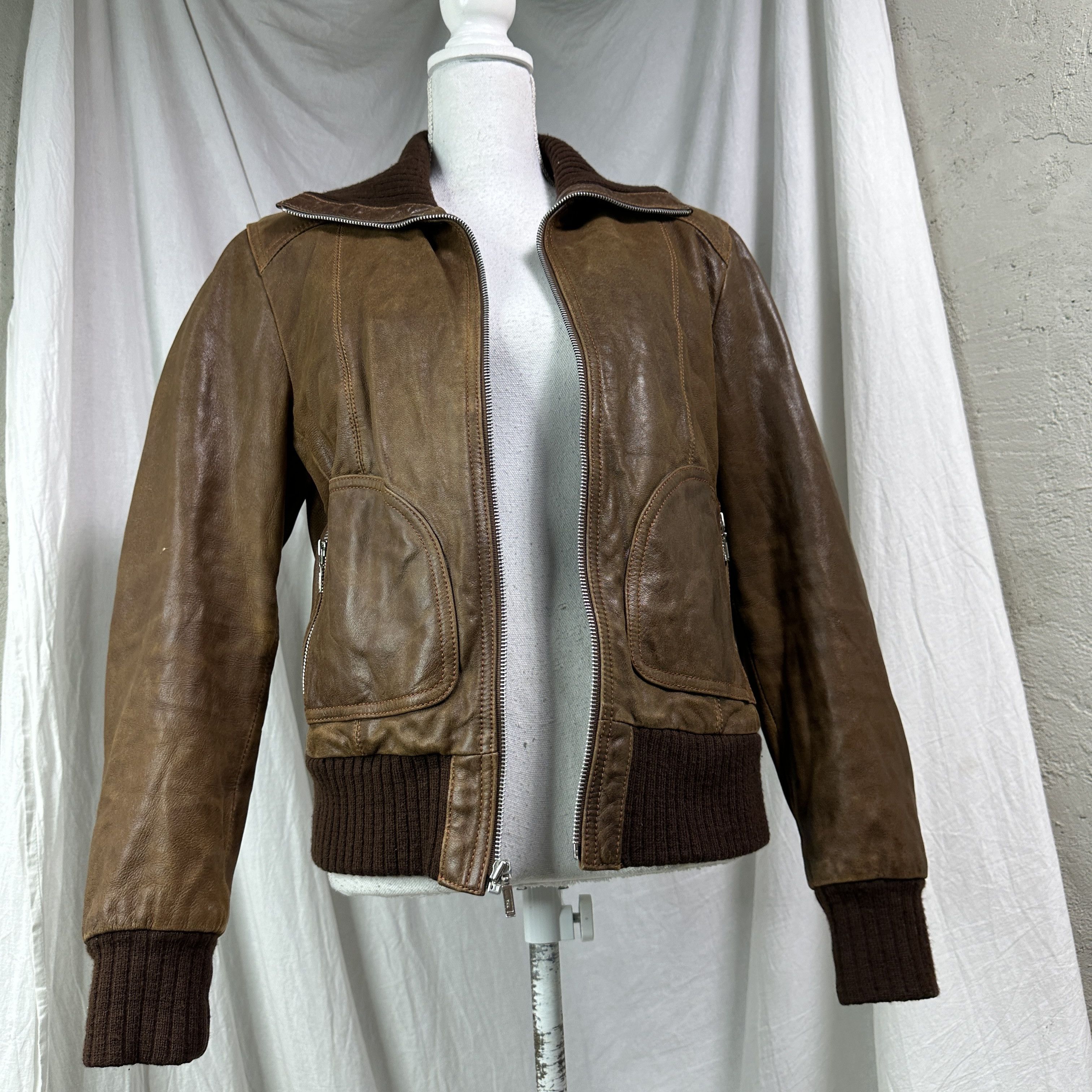Vintage Vintage Leather Biker Moto Oversize Dark Jacket 00s Size US L / EU 52-54 / 3 - 5 Thumbnail
