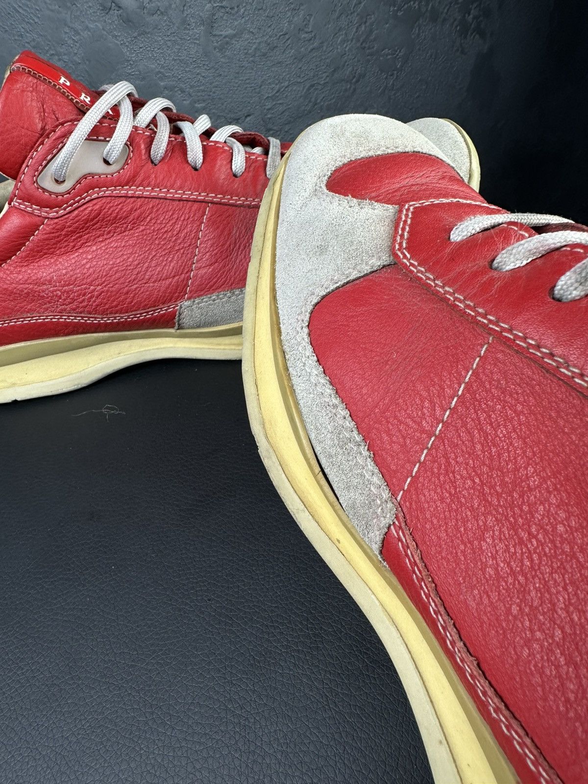 Prada × Vintage Vintage Prada Red Leather/Suede Sneakers Men’s Size US 8 / EU 41 - 11 Thumbnail