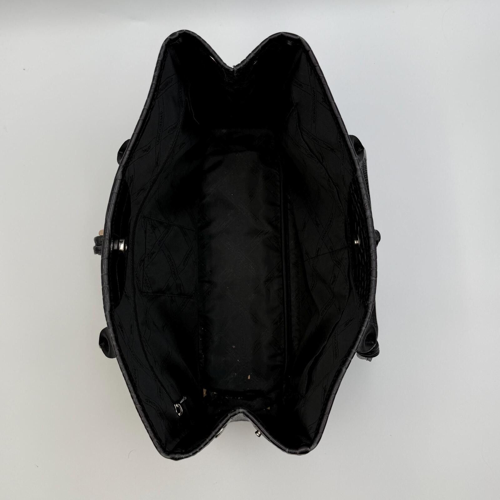Longchamp Longchamp Black Crocodile Embossed Roseau Tote Size ONE SIZE - 8 Thumbnail