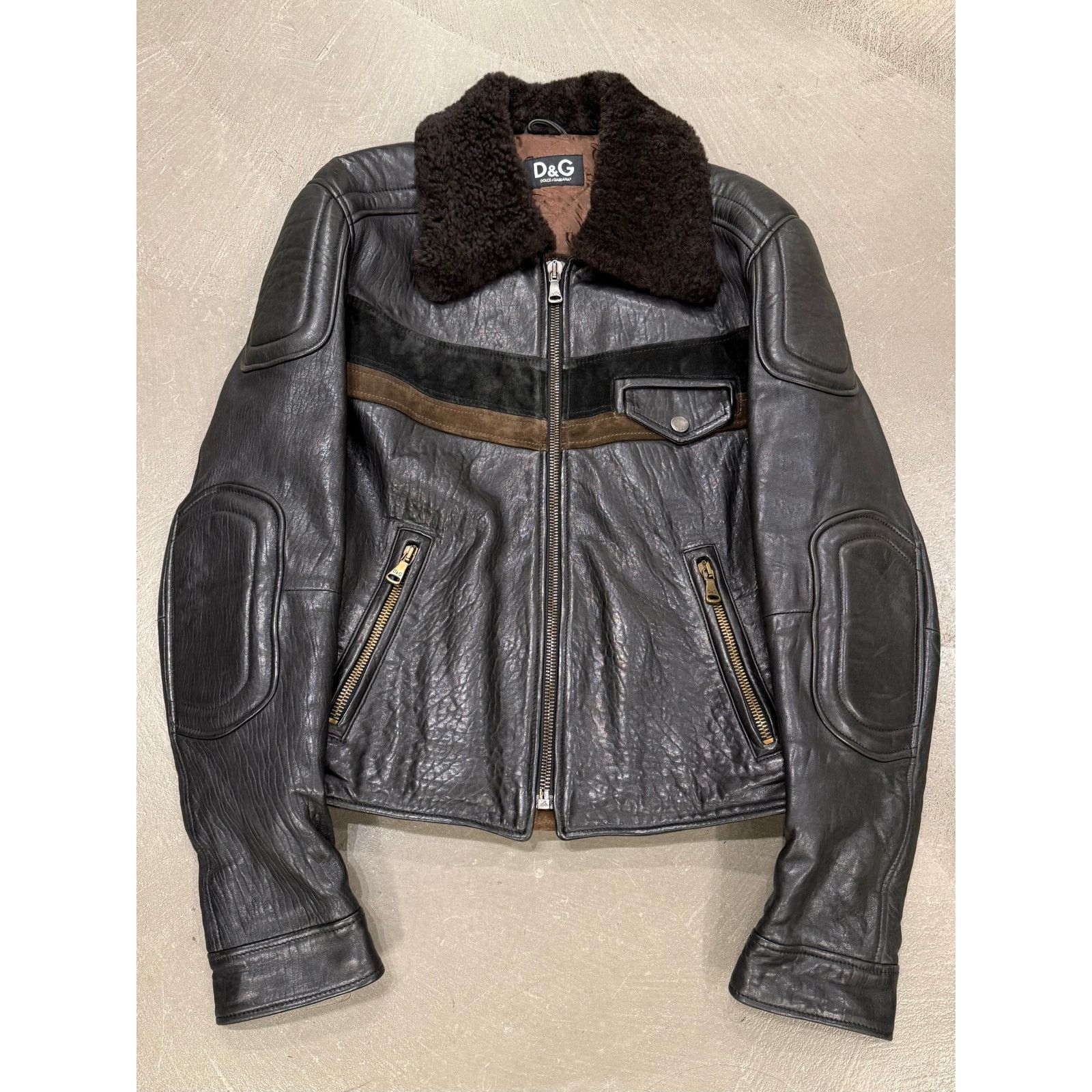 Dolce & Gabbana AW2005 Dolce & Gabbana shearling collar leather biker jacket Size US M / EU 48-50 / 2 - 1 Thumbnail