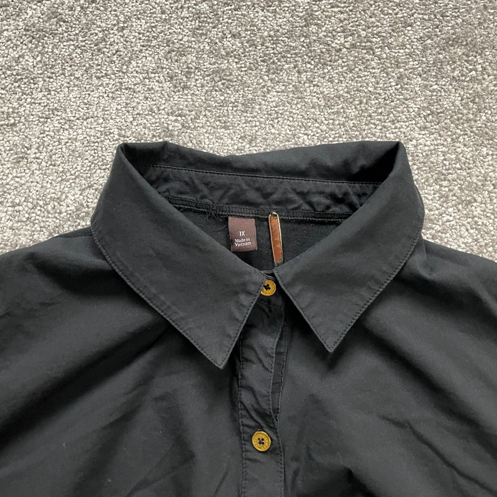Vintage VINTAGE Dana Buchman Women's Button-Down Shirt XL Black Long Sleeve Cotton Business Casual Workwear Size XL / US 12-14 / IT 48-50 - 3 Thumbnail