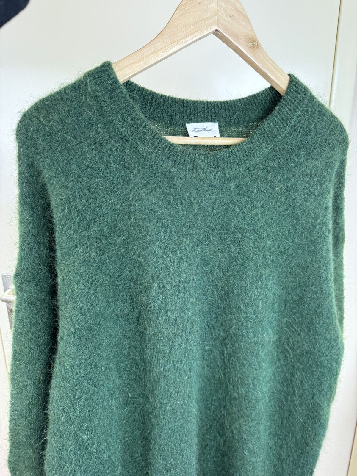 Sezane American vintage mohair wool green fluffy maxi dress sweater Size L / US 10 / IT 46 - 12 Thumbnail