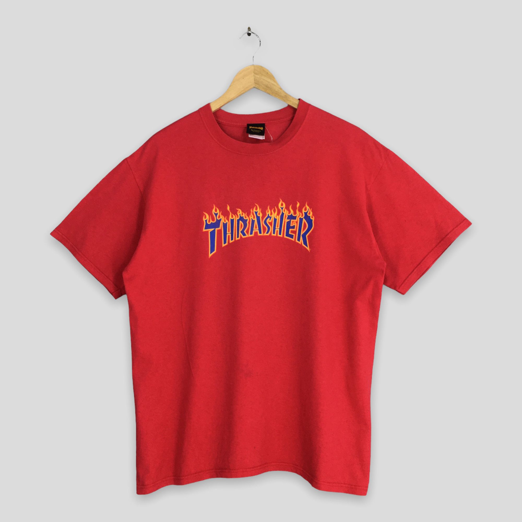 Thrasher × Vintage Vintage 90's Thrasher Magazine Fire Flame Red T shirt Large Size US L / EU 52-54 / 3 - 1 Thumbnail