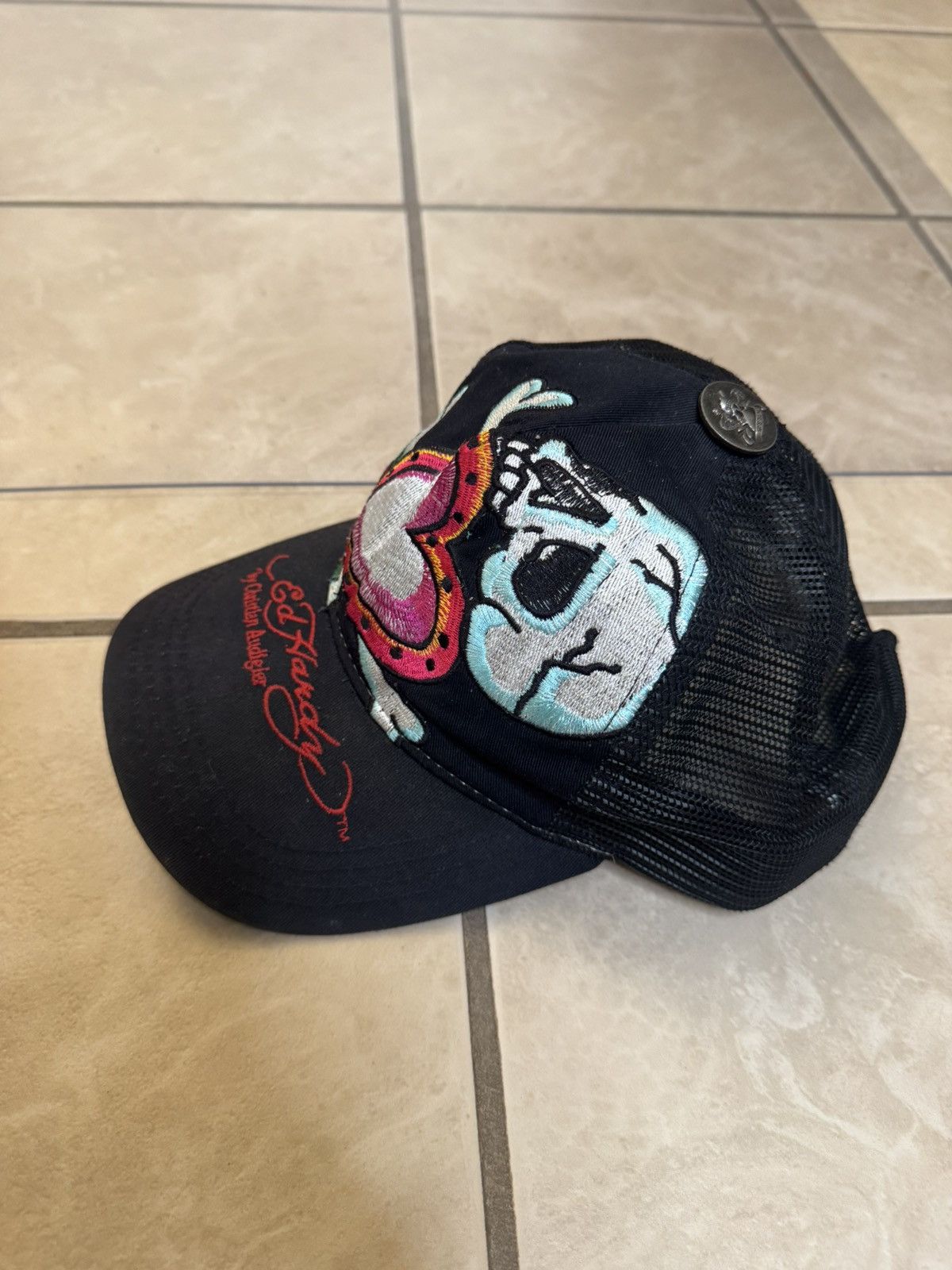Ed Hardy Ed Hardy by Christian Heart & Crossbones Black Hat SnapBack Size ONE SIZE - 3 Thumbnail