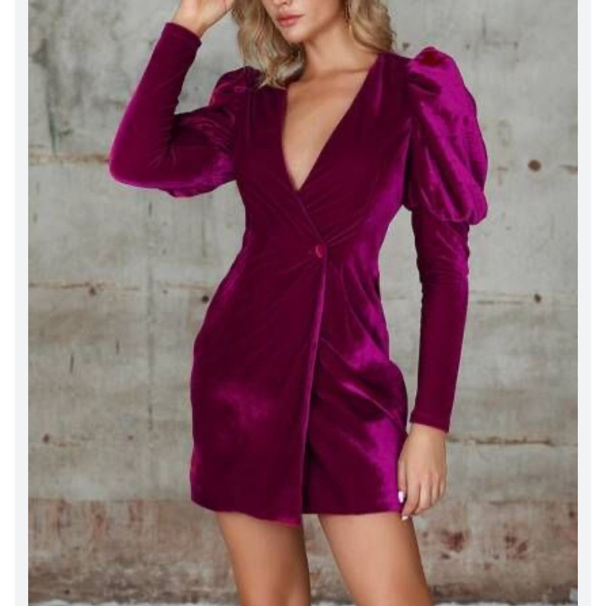 Boohoo Boohoo Deep Pink velvet button bodycon sz S western holiday Size S / US 4 / IT 40 - 1 Thumbnail