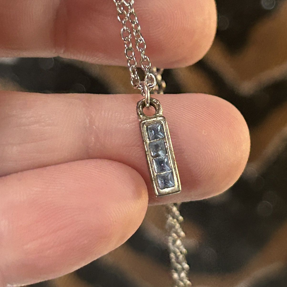 Handmade Handcrafted vintage blue rhinestone pendant necklace Size ONE SIZE - 1 Thumbnail