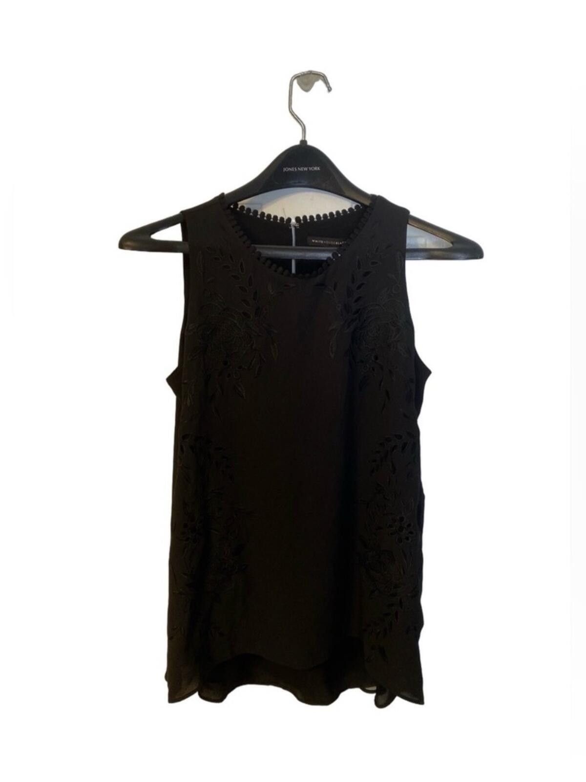 Other WHBM Black Sleeveless Embroidered Blouse XS Size XS / US 0-2 / IT 36-38 - 1 Thumbnail