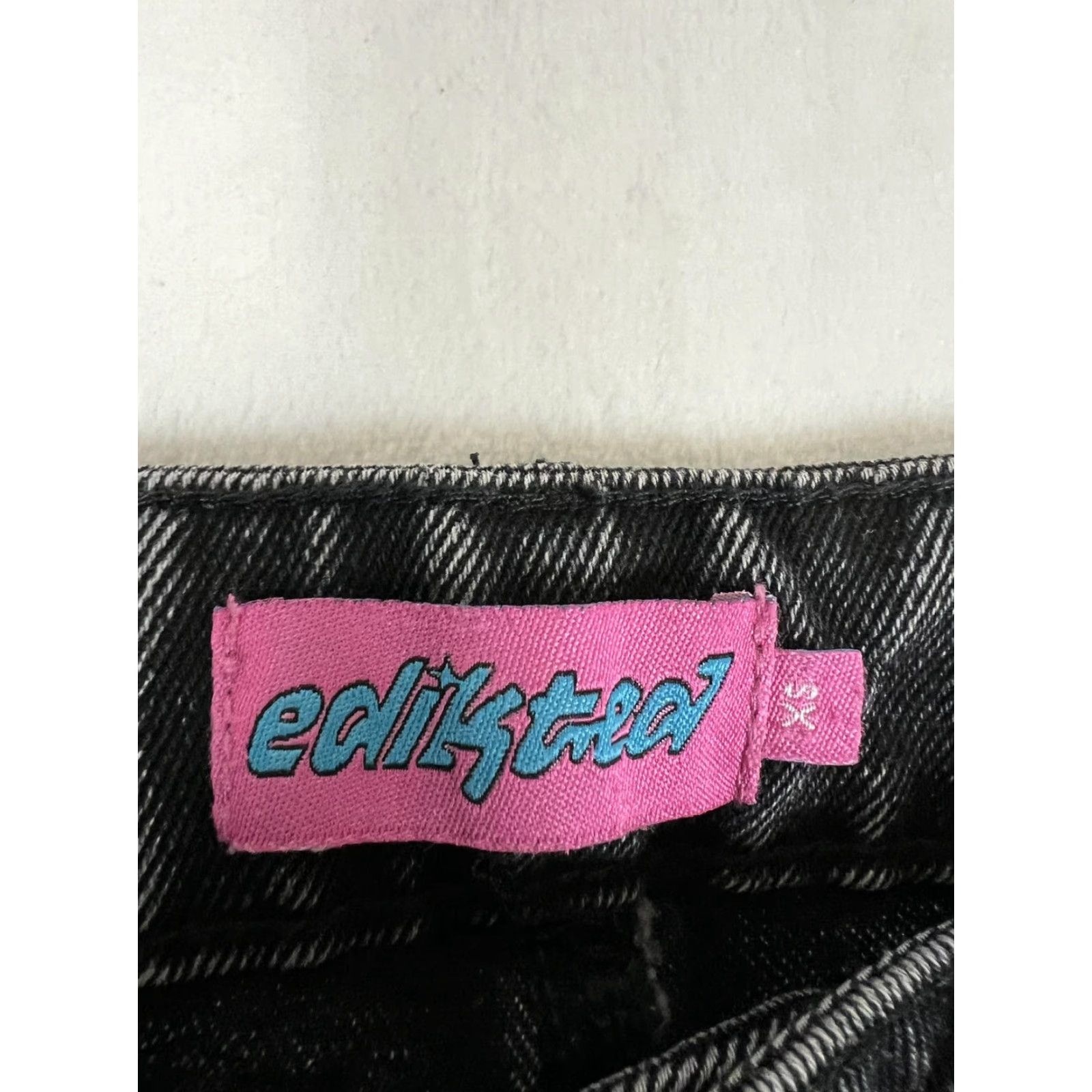 Vintage Edikted Wide Leg Jeans Womens Small Black Charcoal Wash Denim Size 28" / US 6 / IT 42 - 2 Thumbnail