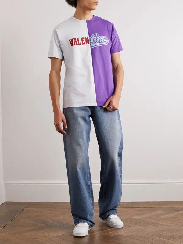 Valentino o1y0525 Logo T-Shirt in Purple/White Size US M / EU 48-50 / 2 - 4 Thumbnail