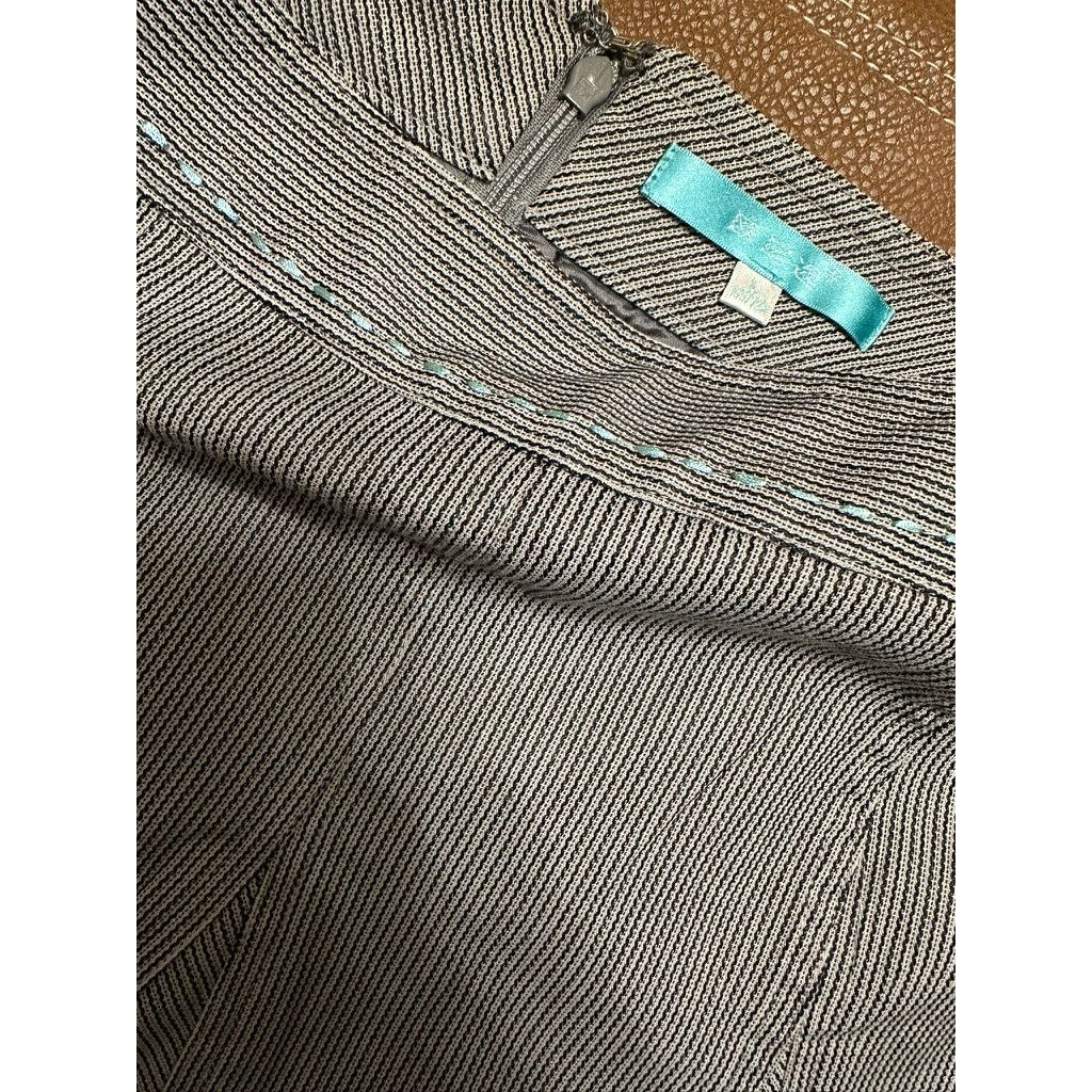 & Other Stories Grey Pinstripe Lace Eyelet Japanese Layered Above Knee Skirt Size 28" / US 6 / IT 42 - 2 Thumbnail