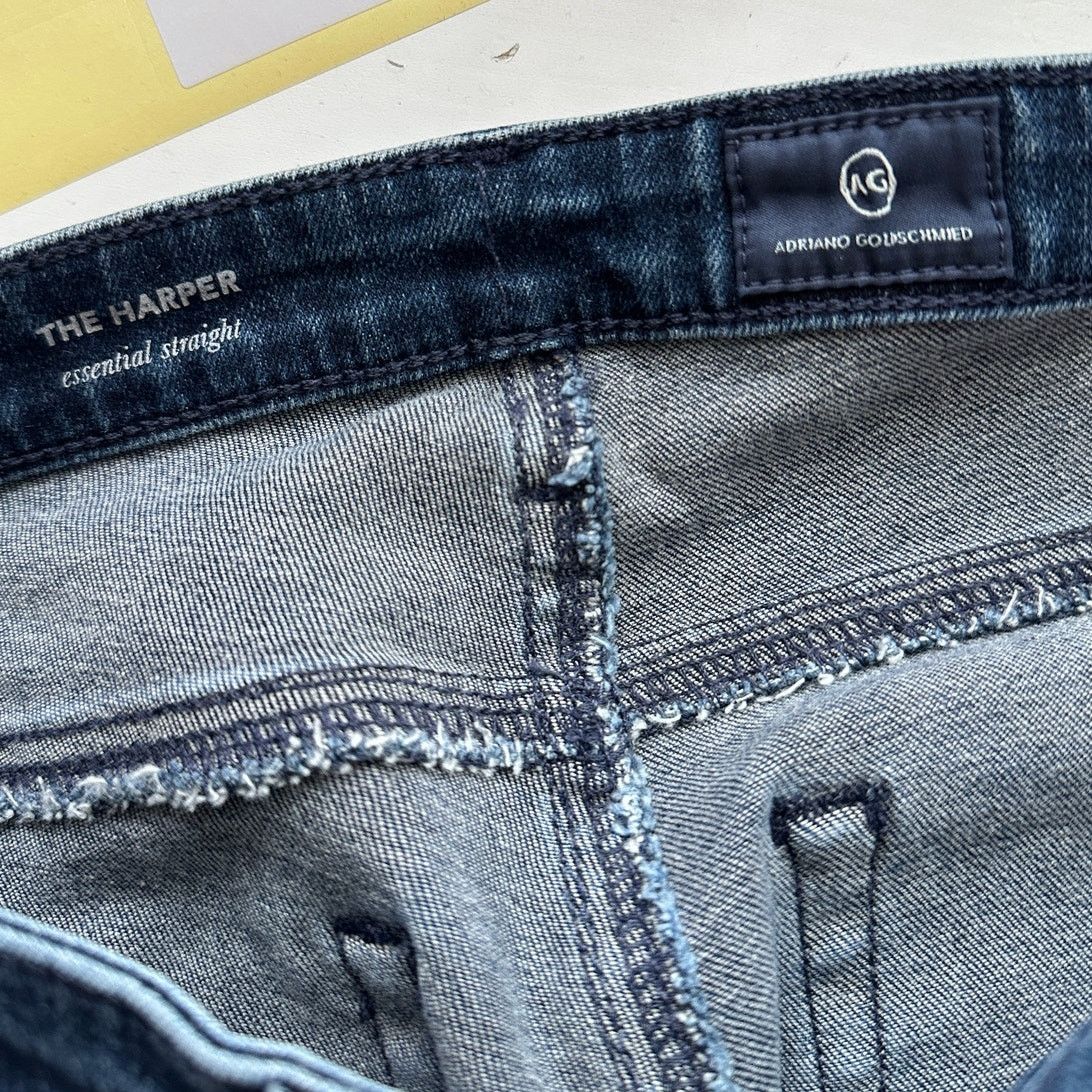 AG Adriano Goldschmied AG Dark Wash The Harper Essential Straight Raw Hem Jeans 29 Size 29" - 10 Thumbnail