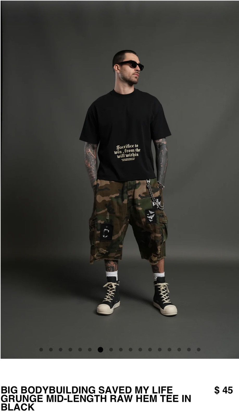 Darc Sport Darc Sport BODYBUILDING SAVED MY LIFE MID-LENGTH RAW HEM TEE Size US L / EU 52-54 / 3 - 2 Thumbnail