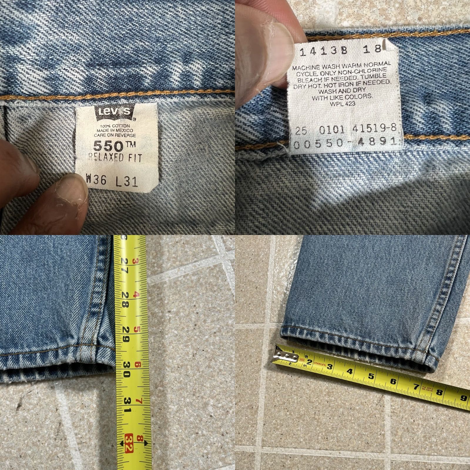 Levi's VINTAGE Levi’s 550 Jeans Men’s 32x30 Blue Denim Relaxed Straight 550 Model Denim Made in Mexico T Mens Size US 32 / EU 48 - 8 Thumbnail