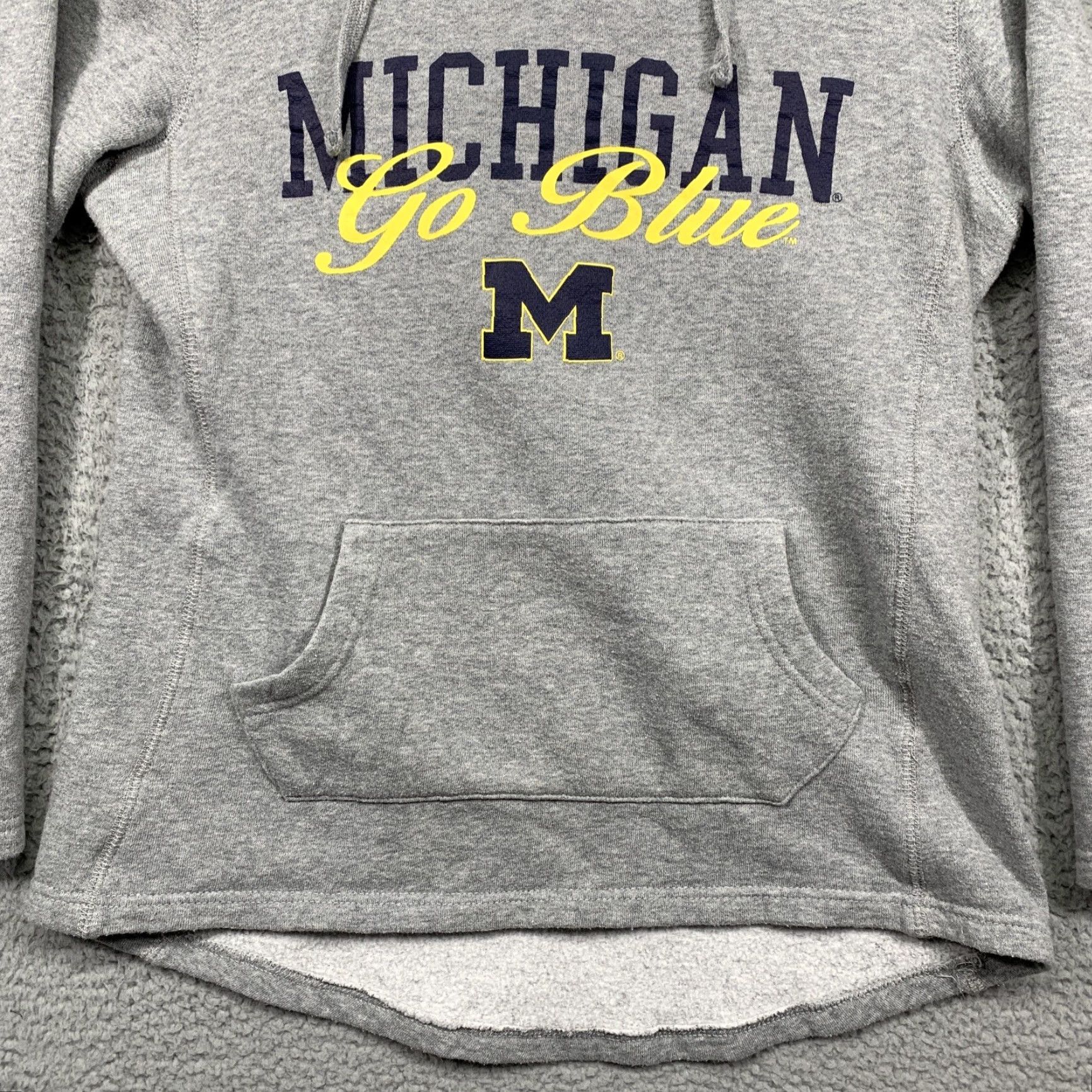 Vintage Stadium Athletics Michigan Go Blue Graphic Juniors Hooded Sweatshirt Medium Gray Size M / US 6-8 / IT 42-44 - 3 Thumbnail