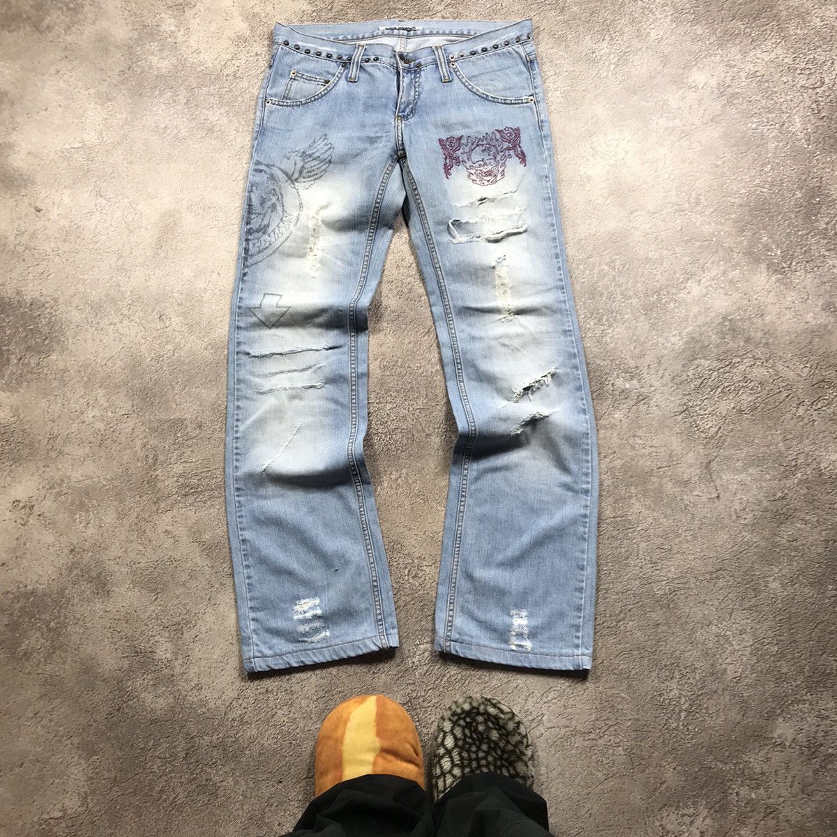 Vintage Vintage 90s Japan Baggy Distressed Thrashed Jeans Grunge 32 Size US 32 / EU 48 - 2 Thumbnail