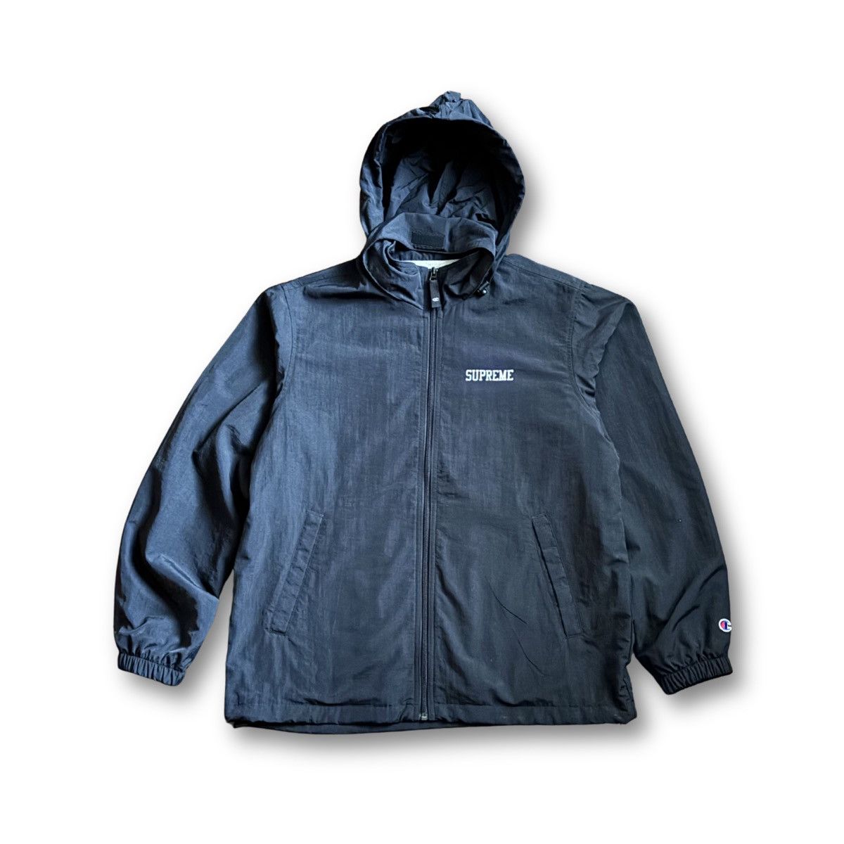 Champion × Supreme Supreme x Champion Black Men’s M Windbreaker Jacket SS18 Size US M / EU 48-50 / 2 - 2 Thumbnail