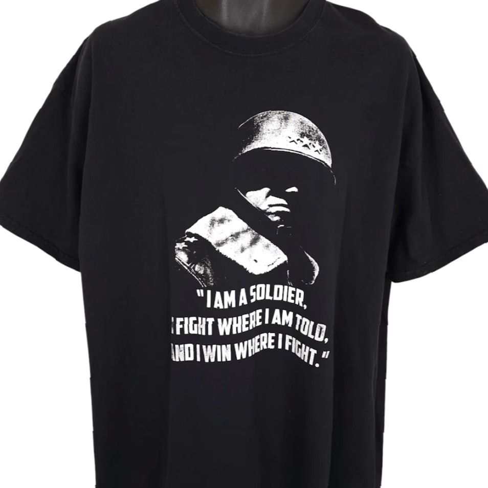 Gildan General George Patton T Shirt Mens Size 2XL Black I Am A Soldier I Fight Quote Size US XXL / EU 58 / 5 - 2 Thumbnail