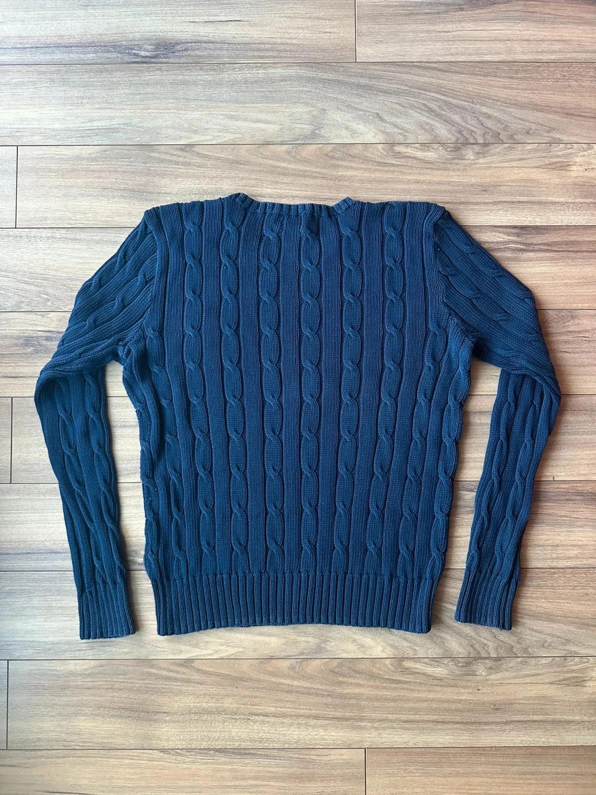 Polo Ralph Lauren Polo Ralph Lauren Cable Knit Sweater Navy Red Pony Size L / US 10 / IT 46 - 5 Thumbnail