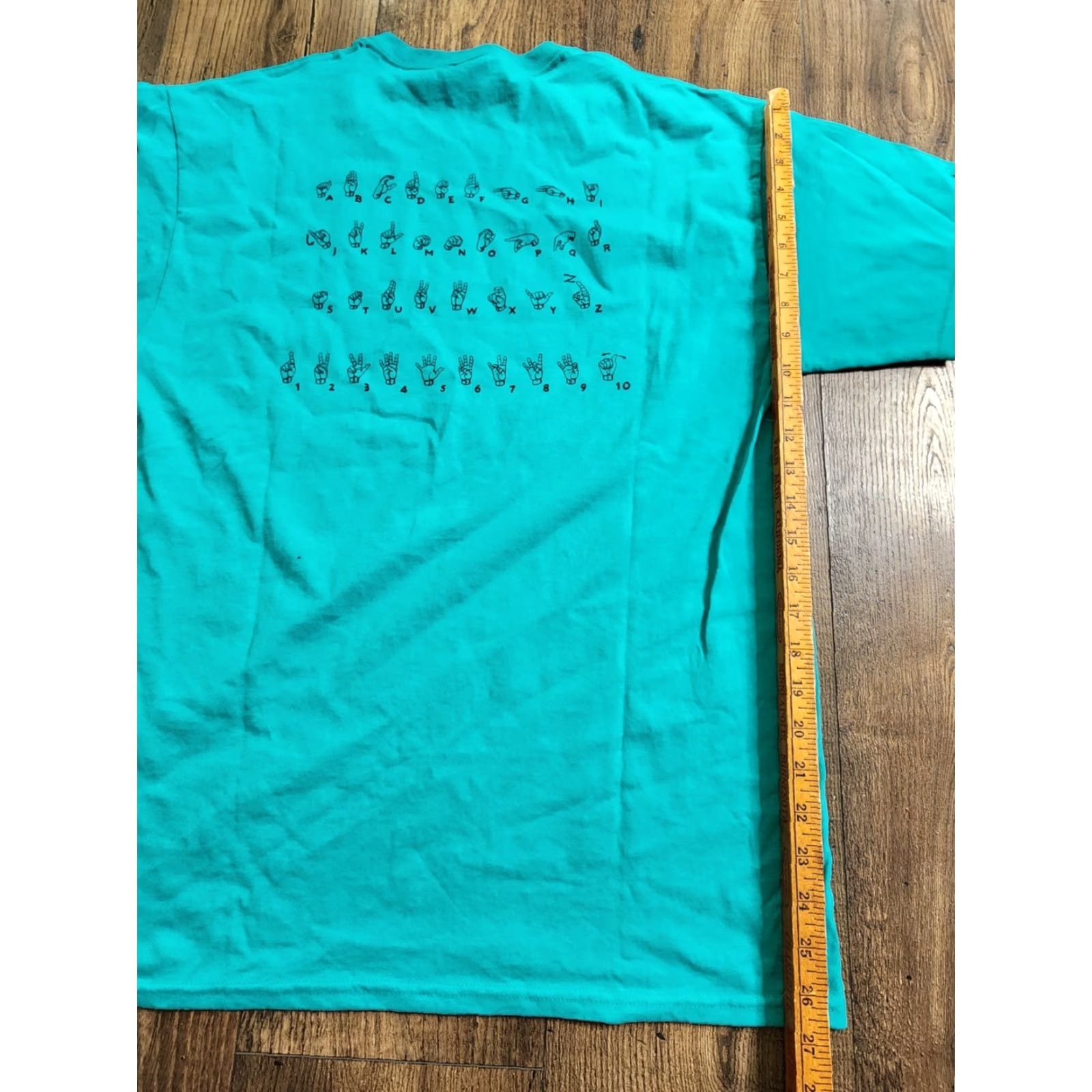 Jerzees JERZEES Mens L T-Shirt Dundee FL Blue Cotton Graphic Print Short Sleeve Crew Neck 2000s Camp Endeavor ASL Sign Language Double Sided Size US L / EU 52-54 / 3 - 2 Thumbnail