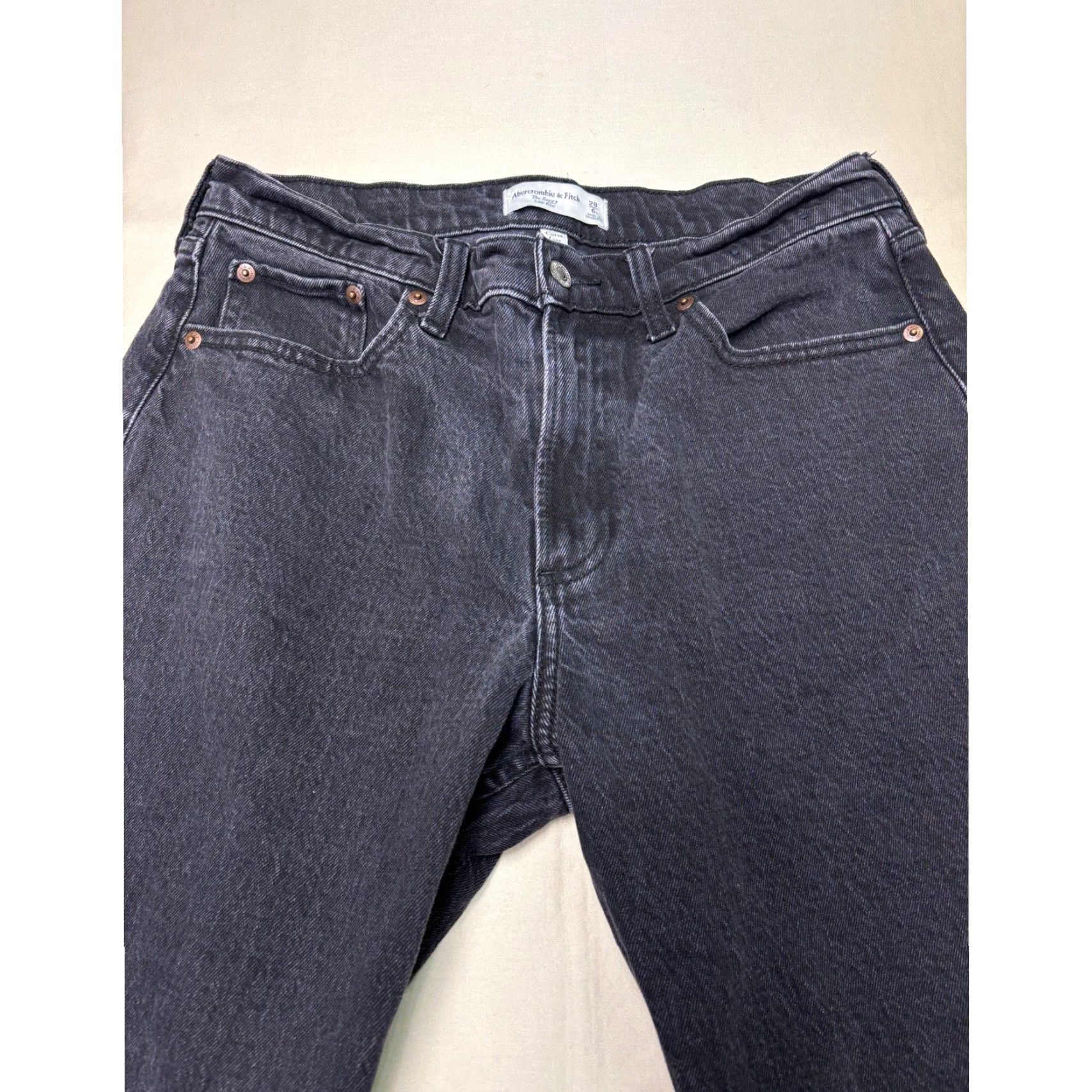 Abercrombie & Fitch Abercrombie & Fitch The Baggy Low Rise Jeans Dark Wash 32X28 Curve Love Wide-Leg Jeans Womens Size 24" / US 00 / IT 34 - 2 Thumbnail