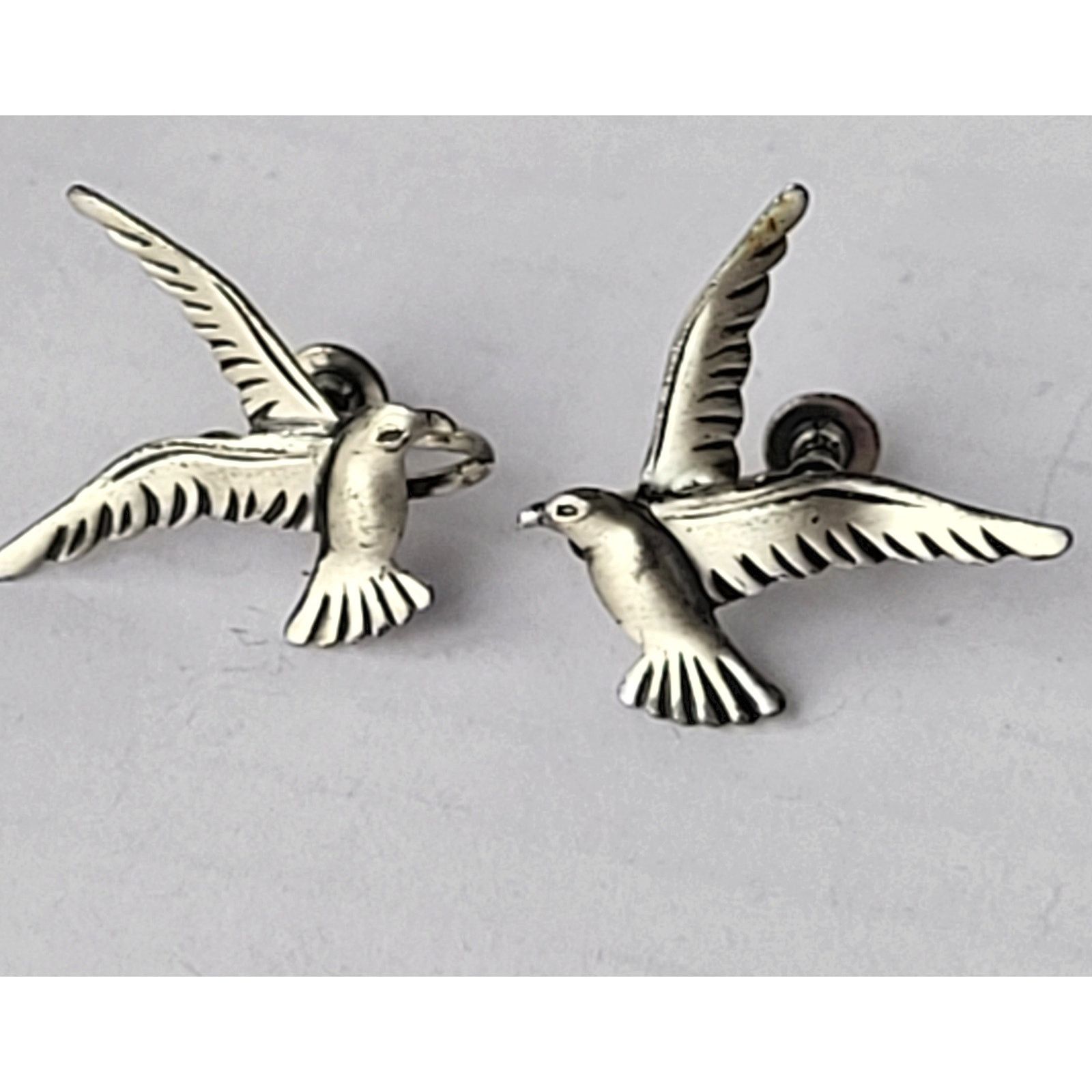 Other Signed BEAU Sterling Silver Seagull Bird Earrings Vintage Size ONE SIZE - 1 Thumbnail