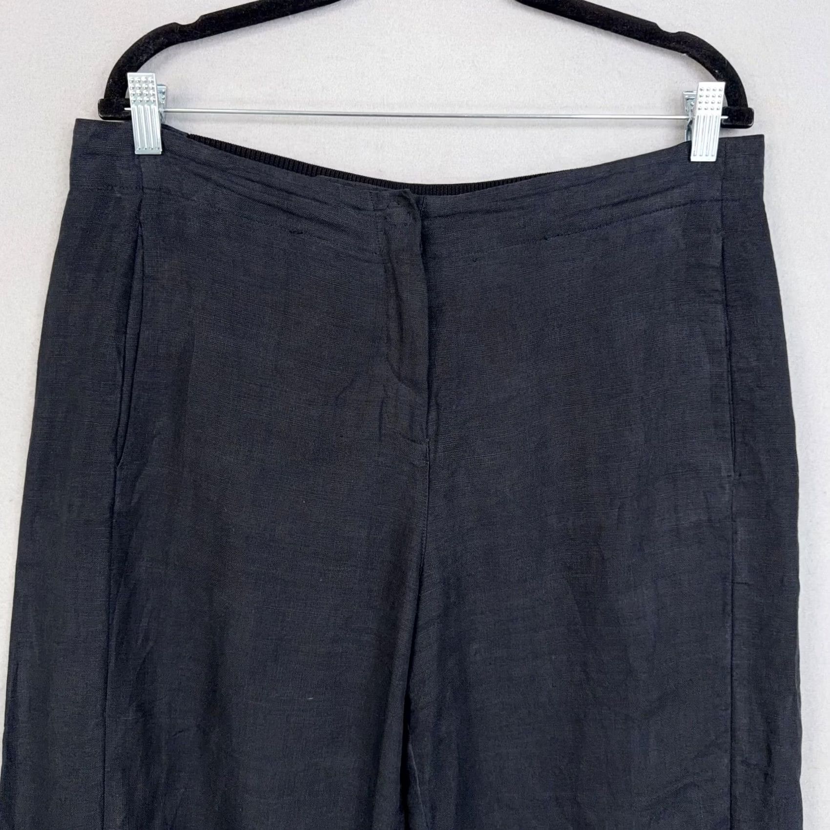 Vintage Annette Görtz Pants Womens 42 Black Linen Cargo Wide Leg Avant Garde Trousers Size 28" / US 6 / IT 42 - 3 Thumbnail
