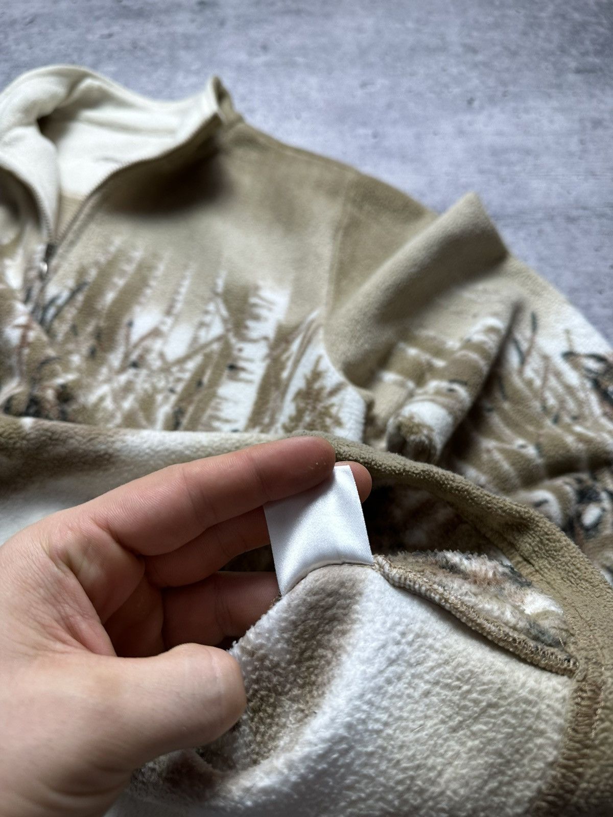 Japanese Brand × Vintage VINTAGE 90s PRINTED FLEECE WOLF DASK ANIMAL SHERPA JACKET Size US M / EU 48-50 / 2 - 7 Thumbnail