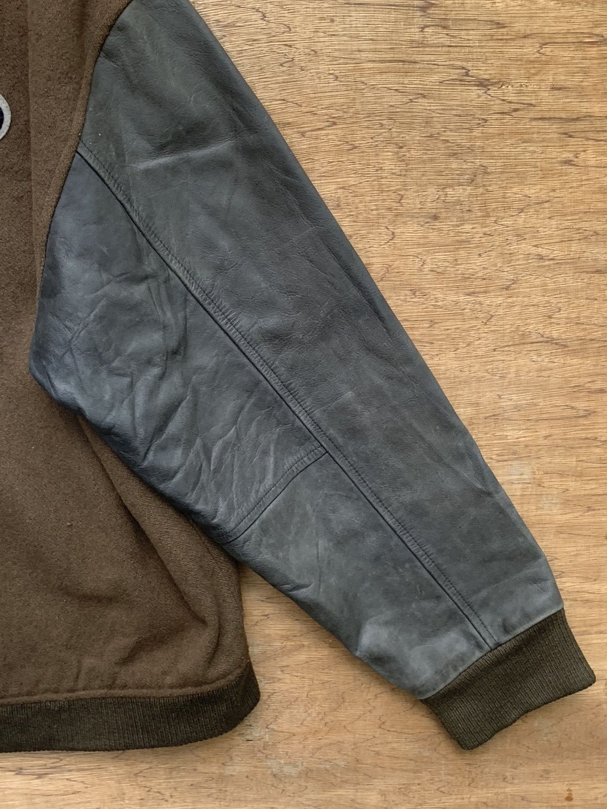 Leather Rare.. Timberland Weathergear Leather Sleeve Varsity Jacket Size US L / EU 52-54 / 3 - 14 Thumbnail