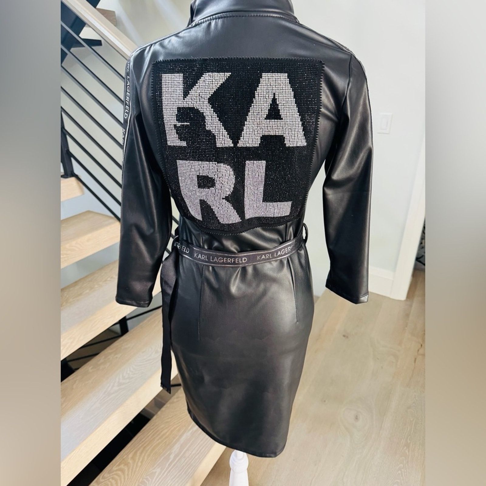 Karl Lagerfeld New Karl Lagerfeld Black Faux Leather Zip Dress size S Size M / US 6-8 / IT 42-44 - 5 Thumbnail