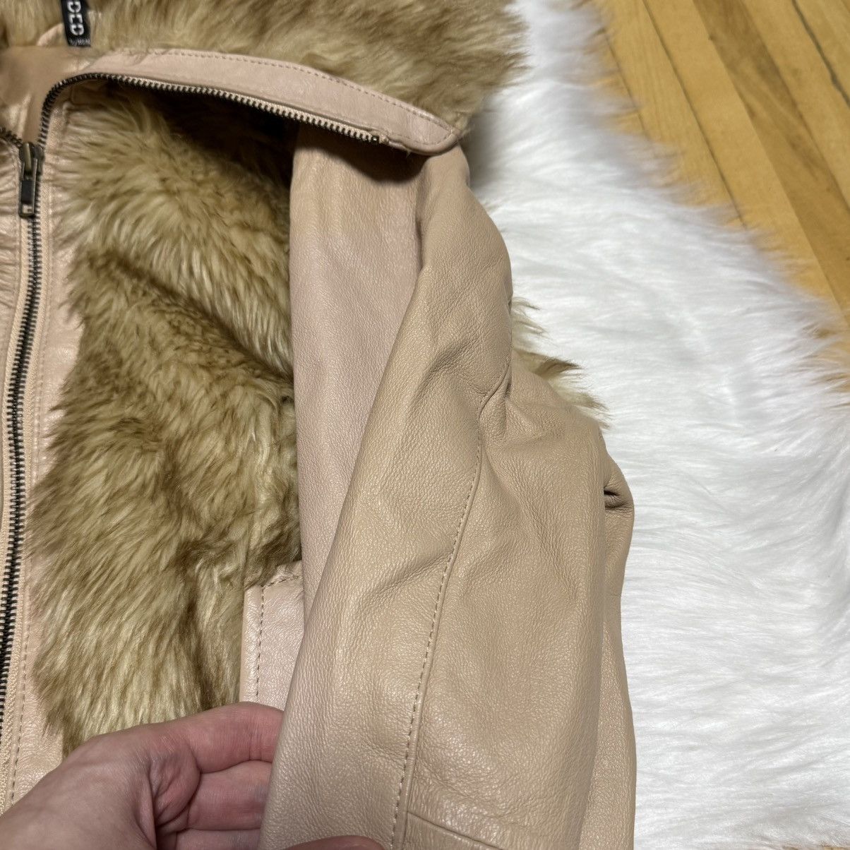 If Six Was Nine 📌 Vintage Y2K H&M Faux Fur Leather Avant-Garde Bomber Jacket Size S / US 4 / IT 40 - 13 Thumbnail