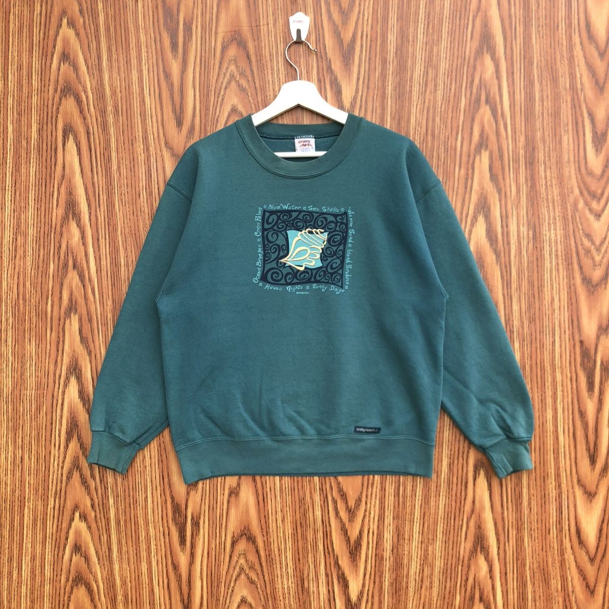 Vintage 90s Hawaii Sweatshirt Blue Water Sea Shell Crewneck