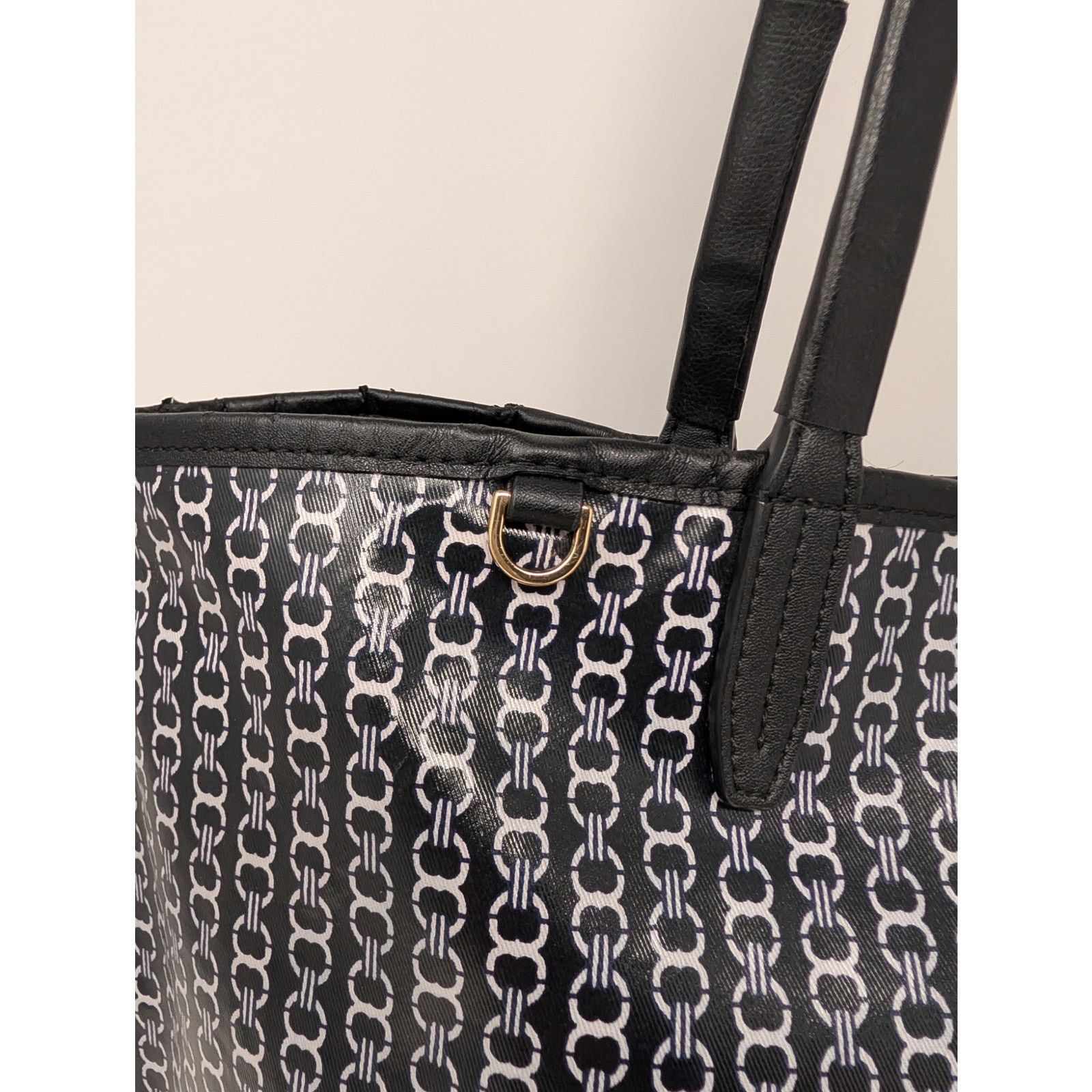 Tory Burch Tory Burch Gemini Link Tote Black Logo Print Coated Canvas Size ONE SIZE - 6 Thumbnail