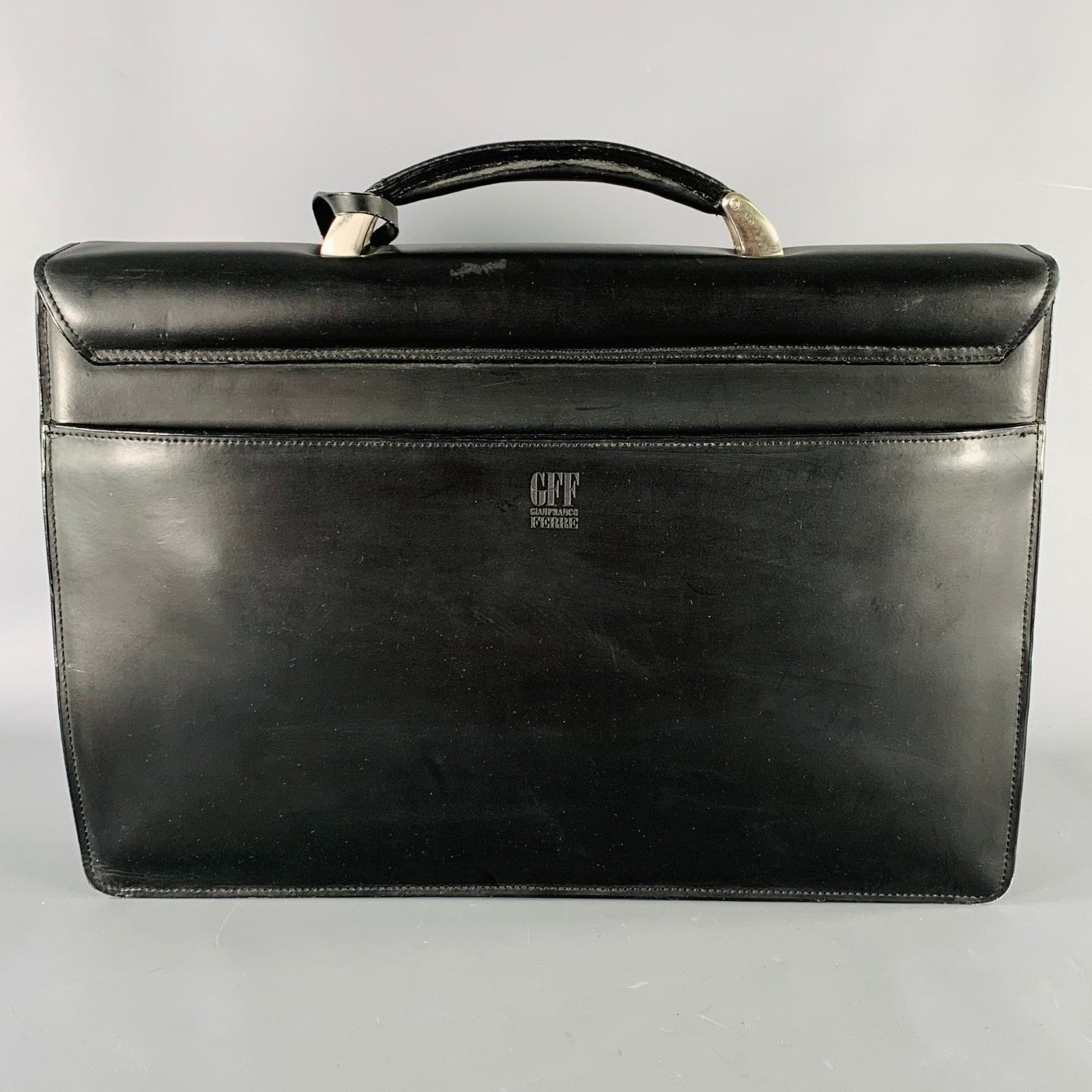 Gianfranco Ferre GIANFRANCO FERRE Black Leather Briefcase Push Lock Bag Size ONE SIZE - 3 Thumbnail