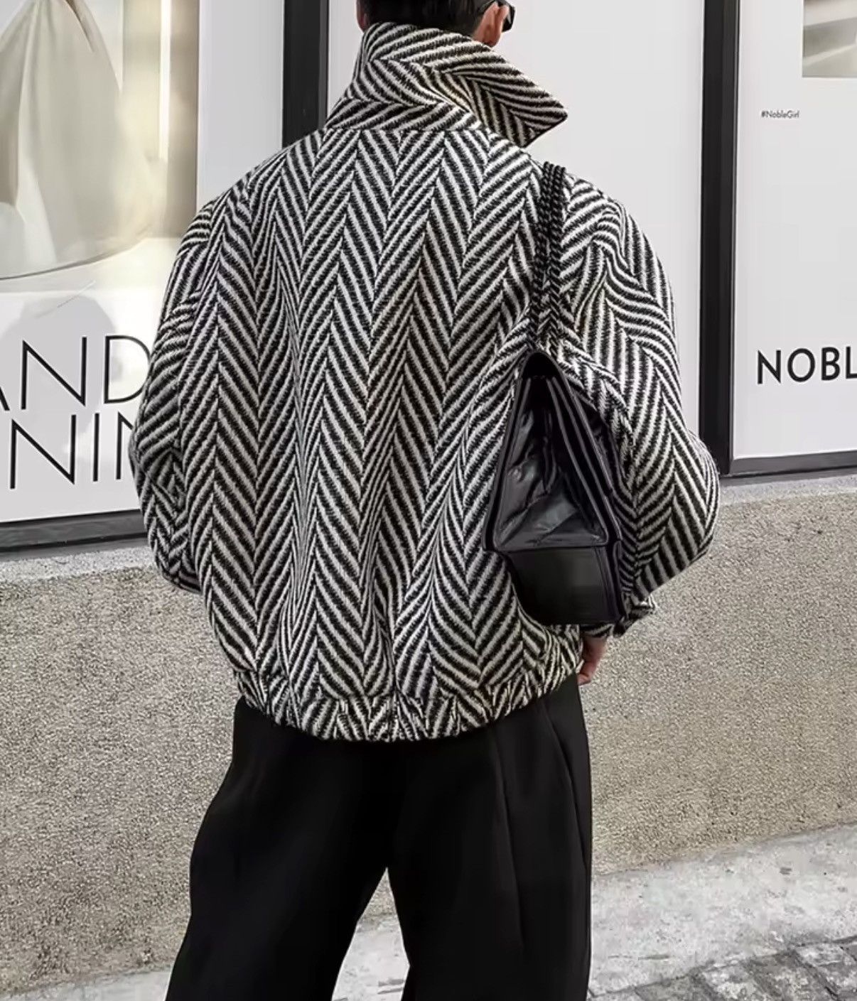 Other Casual Streetwear Striped Black White Zip Up Woolen Jacket Size US M / EU 48-50 / 2 - 2 Thumbnail