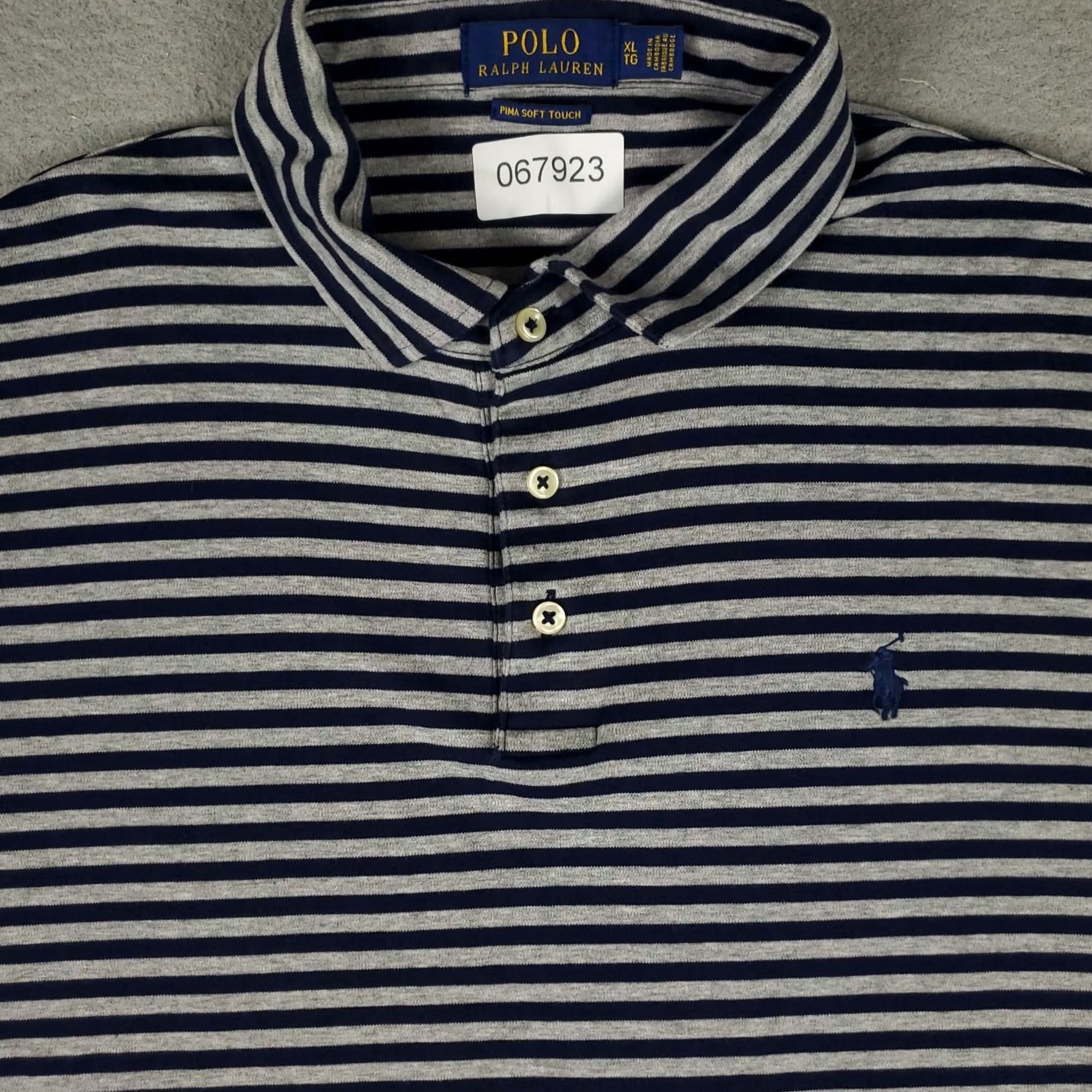 Ralph Lauren Ralph Lauren Polo Shirt Mens XL Gray Striped Polo Short Sleeve Button Collar Pony Logo Size US XL / EU 56 / 4 - 2 Thumbnail