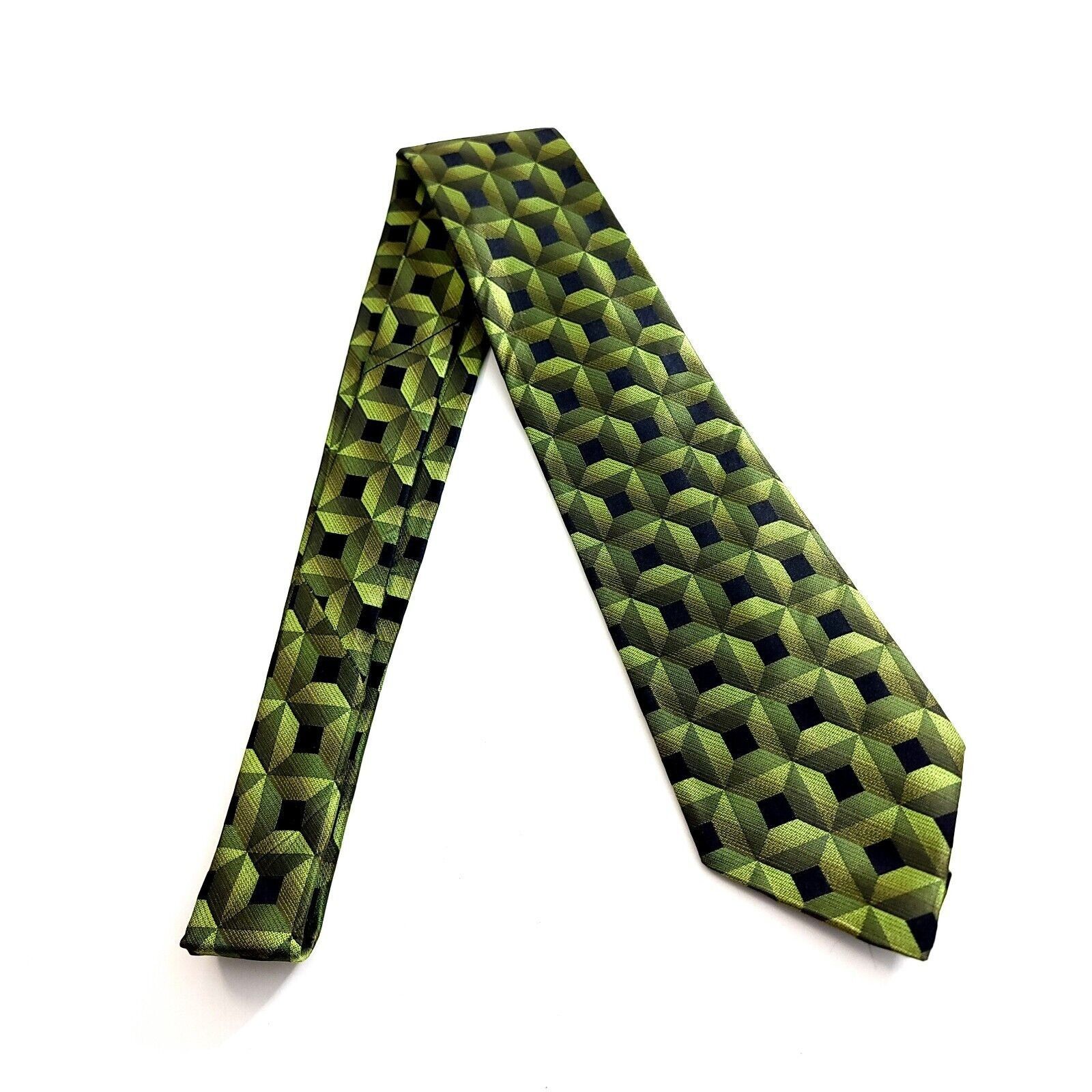 Arrow Arrow Green Black Geometric Woven Silk Tie Size ONE SIZE - 6 Thumbnail