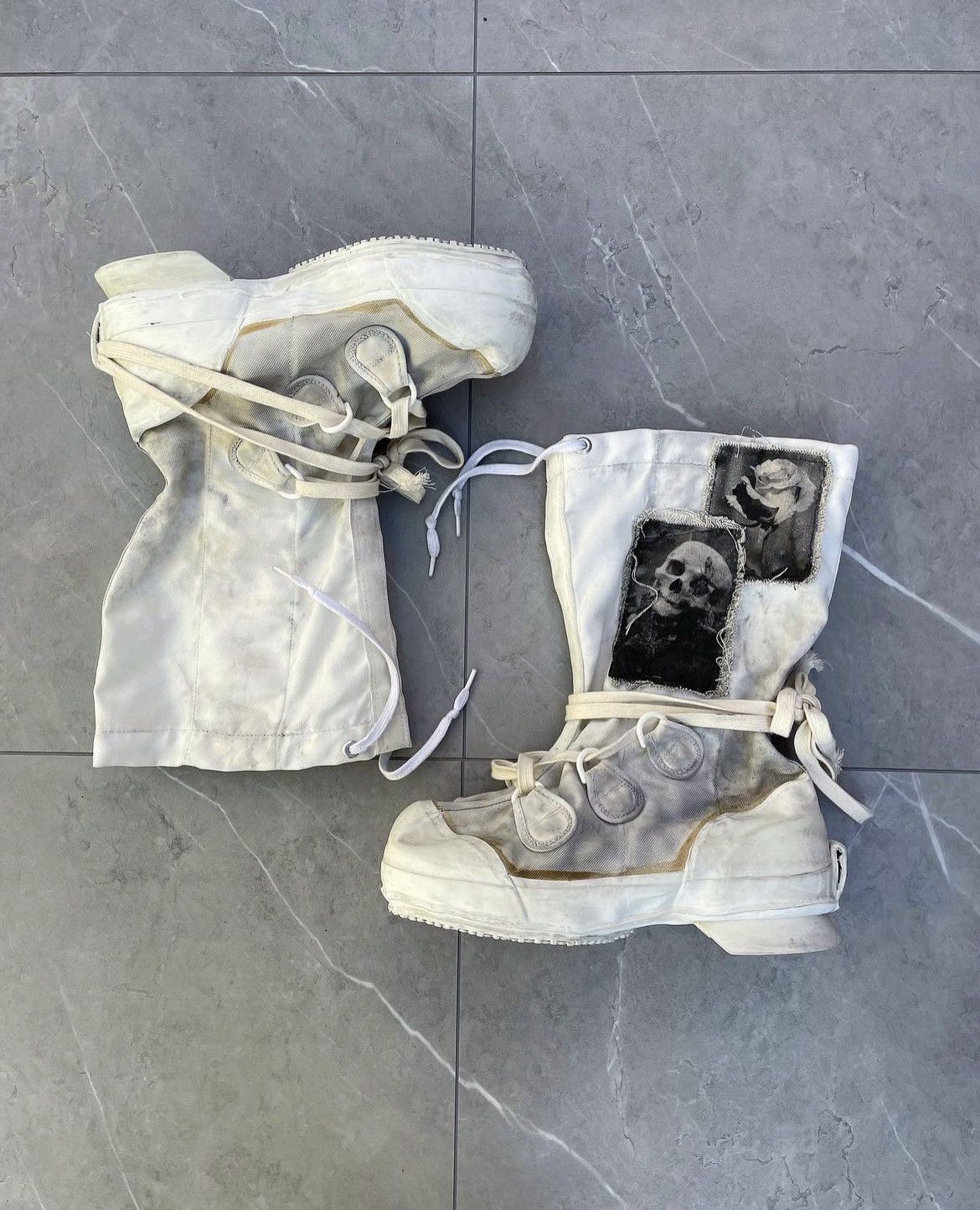 image of Avant Garde x Military ⌖ 1990S Off-White Rebirth Combat Boots ⌖ in Black, Women's (Size 6)