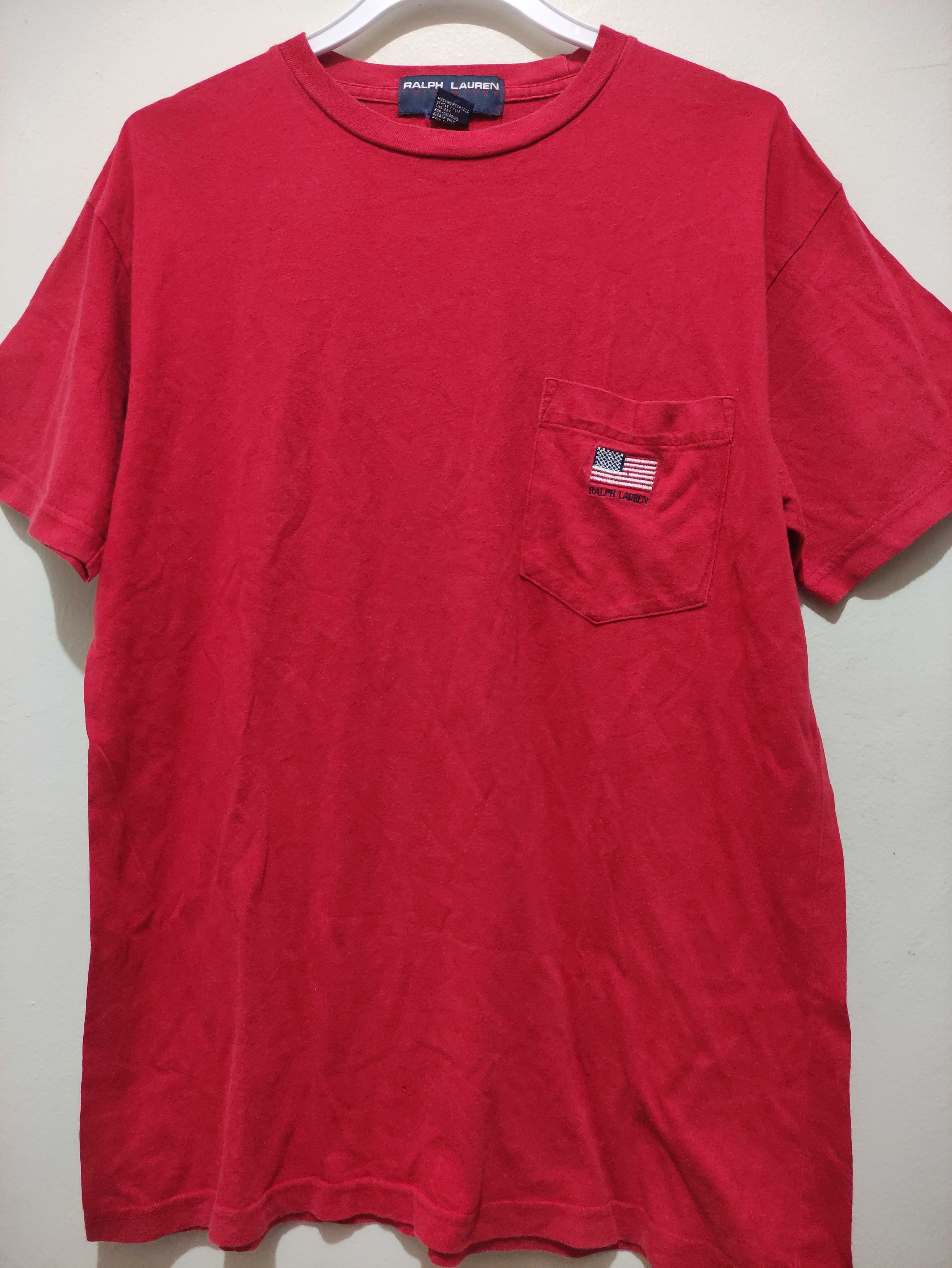 Polo Ralph Lauren Vintage POLO SPORT RALPH LAUREN USA Flag Pocket T-shirt Size US M / EU 48-50 / 2 - 2 Thumbnail