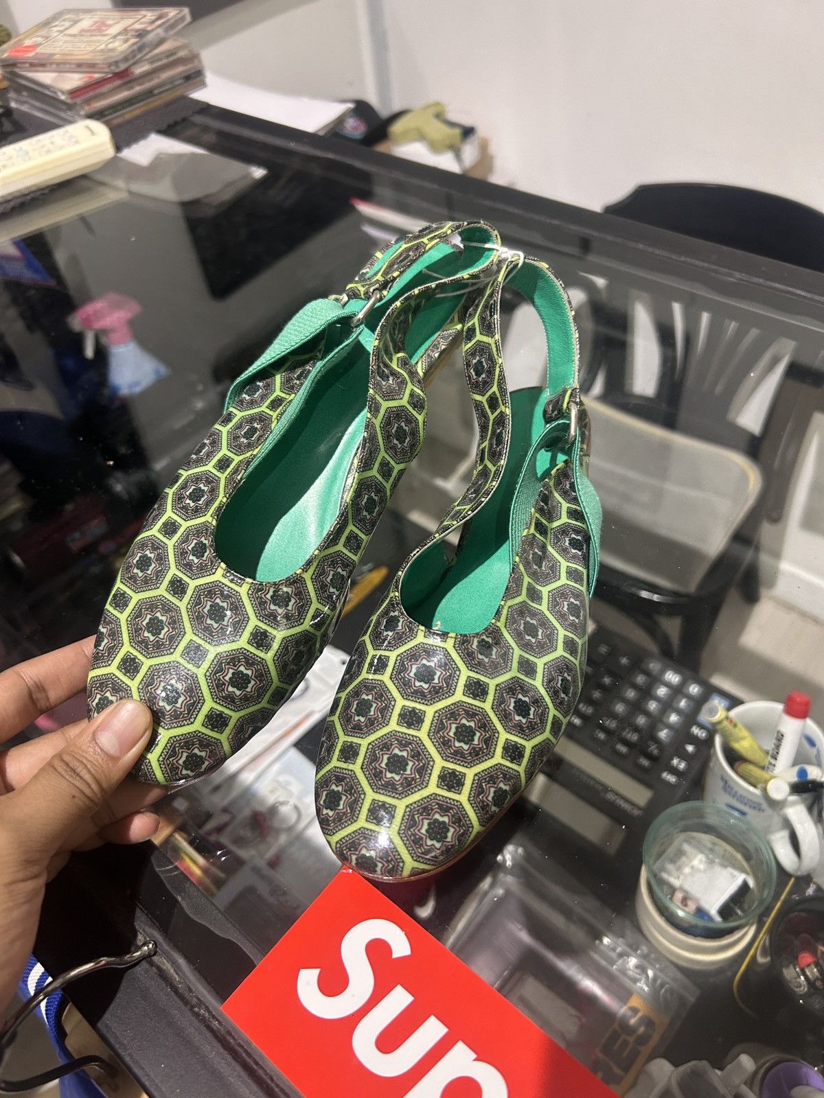 Zucca ZUCCA SANDAL GREEN PATTERN VERO CUOIO ITALIAN MADE Size US 6 / IT 36 - 2 Thumbnail