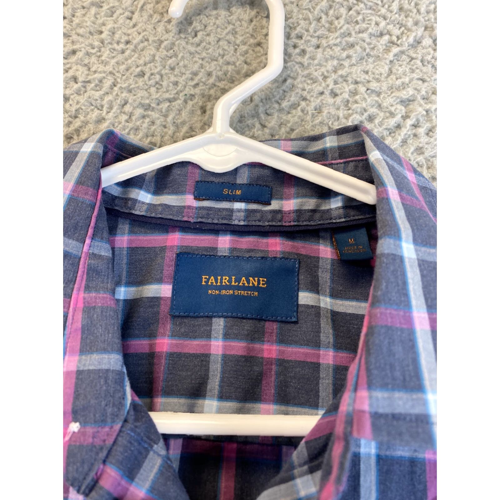 Pinko Fairlane Shirt Men Slim Long Sleeve Button-Up Size M Pink Check Adult Modern Fit Size US M / EU 48-50 / 2 - 5 Thumbnail