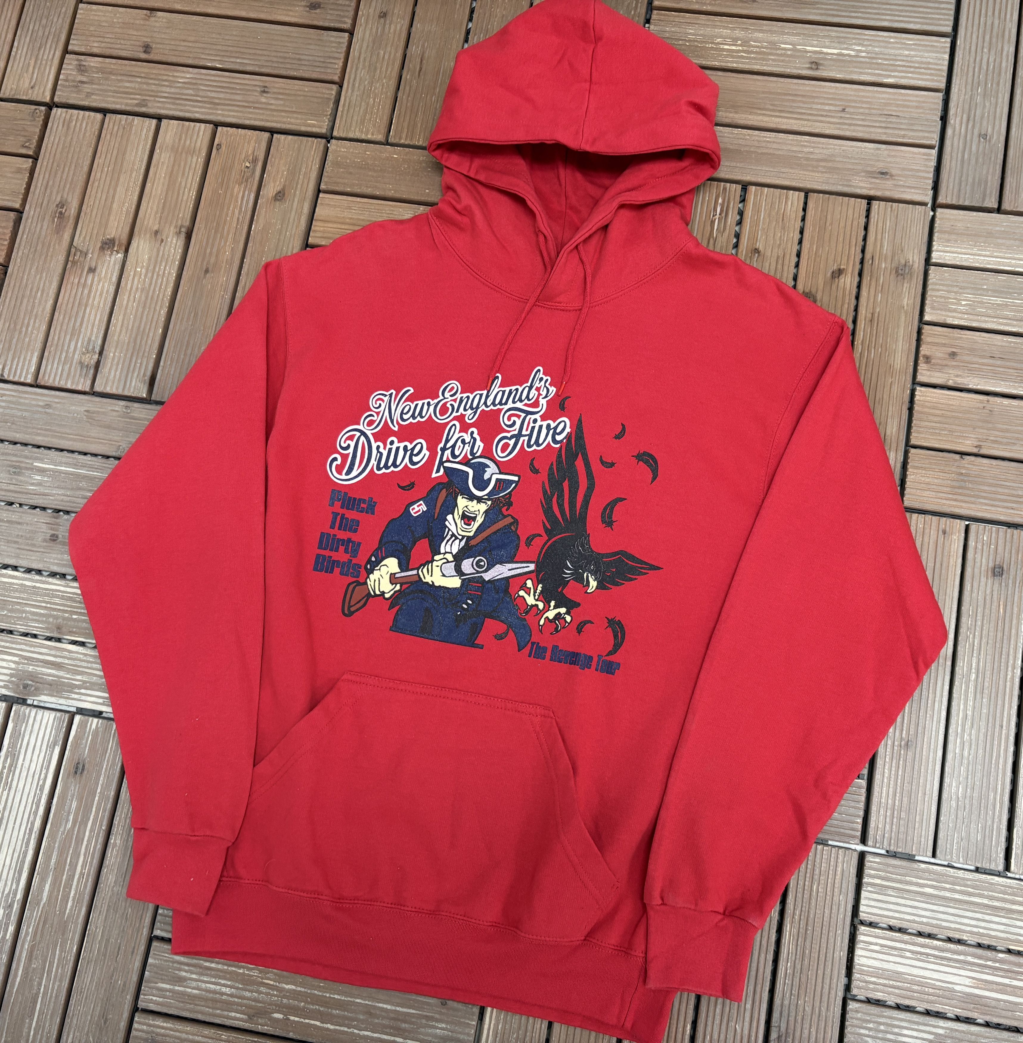 Vintage New England Patriots Drive For Five Red Hoodie Size US M / EU 48-50 / 2 - 3 Thumbnail