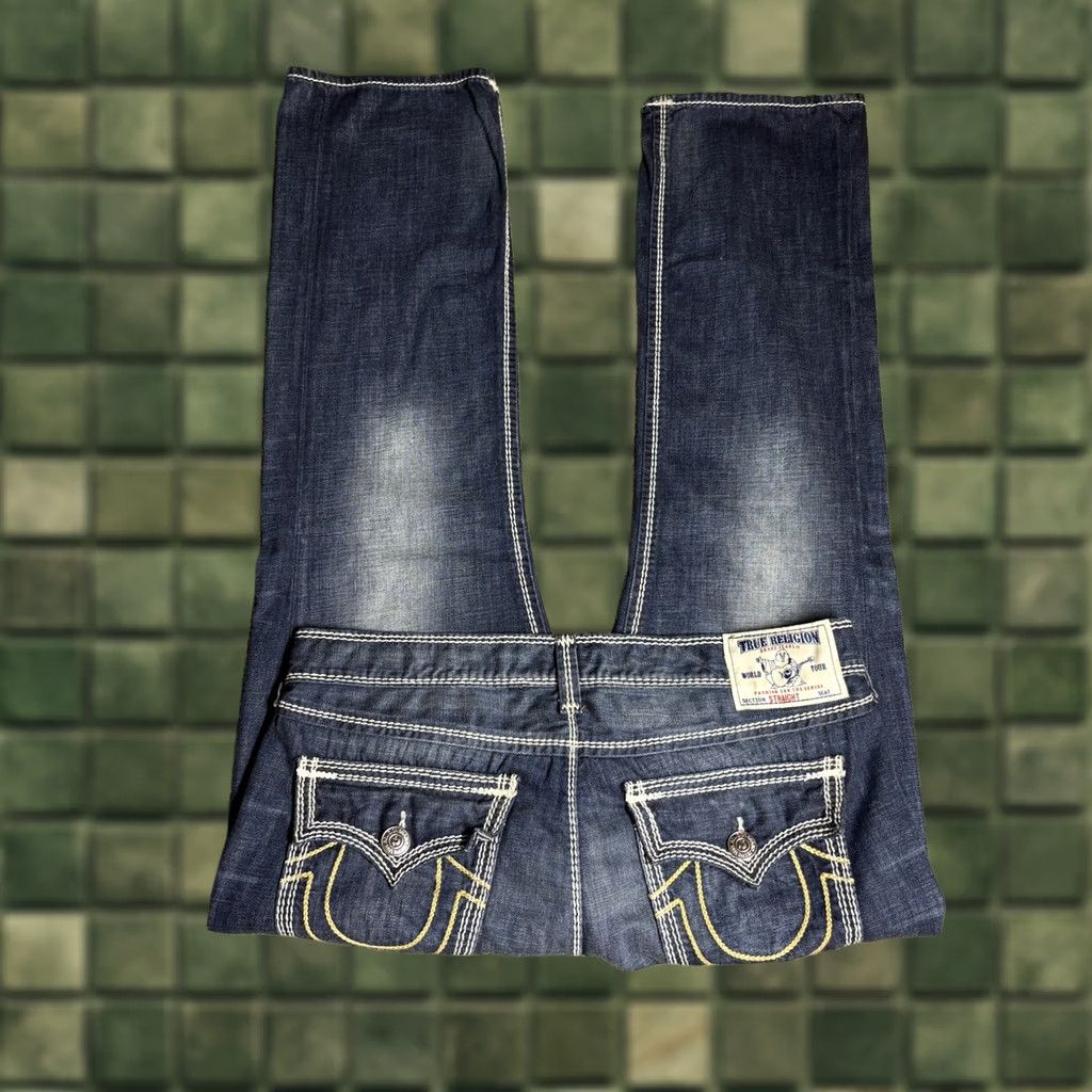 True Religion VINTAGE True Religion Mega T Flap Jeans Mens 40x34 Straight Nat Thick Stitch Mud Slinger Denim 5-Pocket Mens Size US 40 / EU 56 - 1 Thumbnail