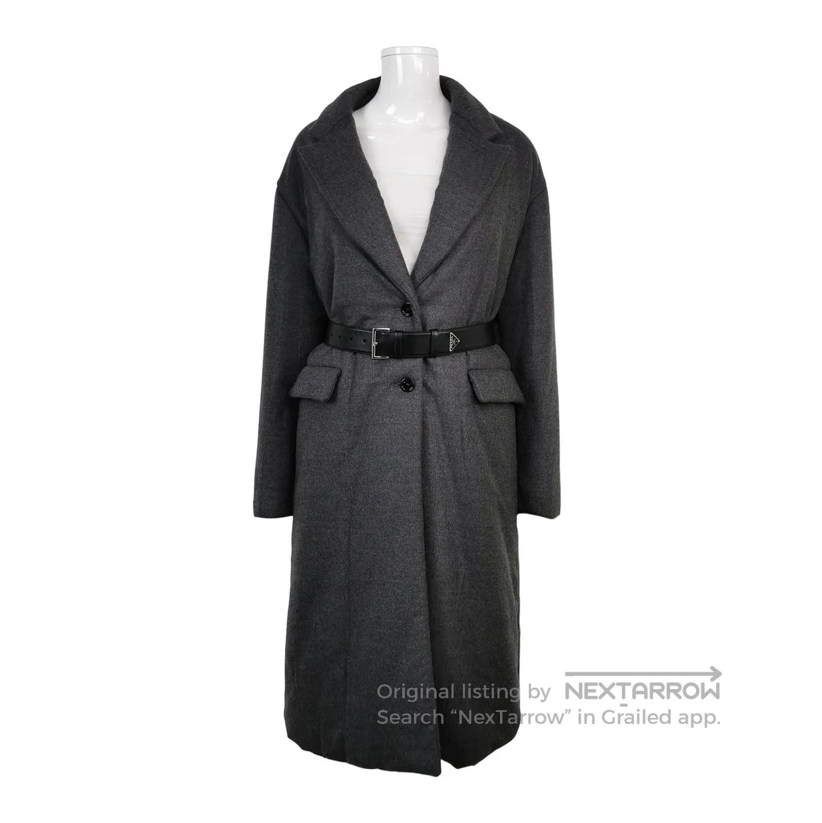 Prada Prada Long Sleeve Belted Coat in Gray . Size US L / EU 52-54 / 3 - 1 Thumbnail