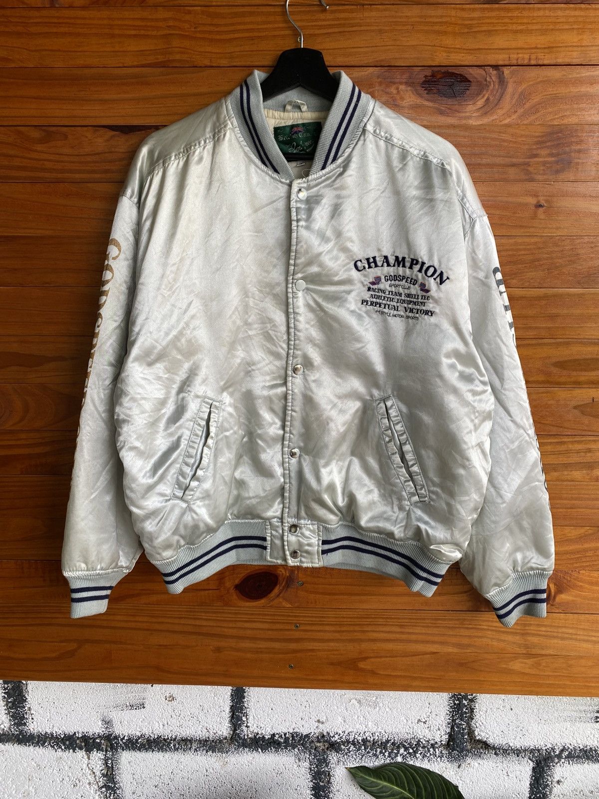 Godspeed Vintage British Club “Godspeed Champion” Satin Bomber Jacket Size US L / EU 52-54 / 3 - 3 Thumbnail