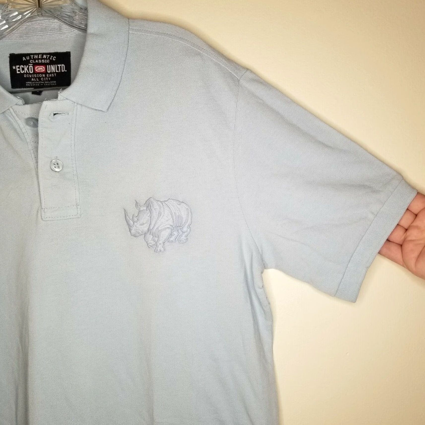 Ecko Unltd. Ecko Unltd Mens Blue Embroidered Rhino Short Sleeve Polo Large Size US L / EU 52-54 / 3 - 2 Thumbnail