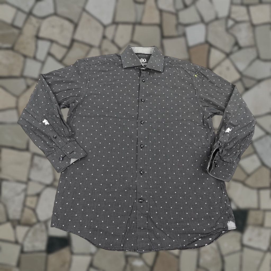 BUGATCHI VINTAGE Bugatchi Uomo Shirt Men Large Black Check Plaid Long Sleeve Button-Up Casual Business Formal Workwear Size US L / EU 52-54 / 3 - 1 Thumbnail