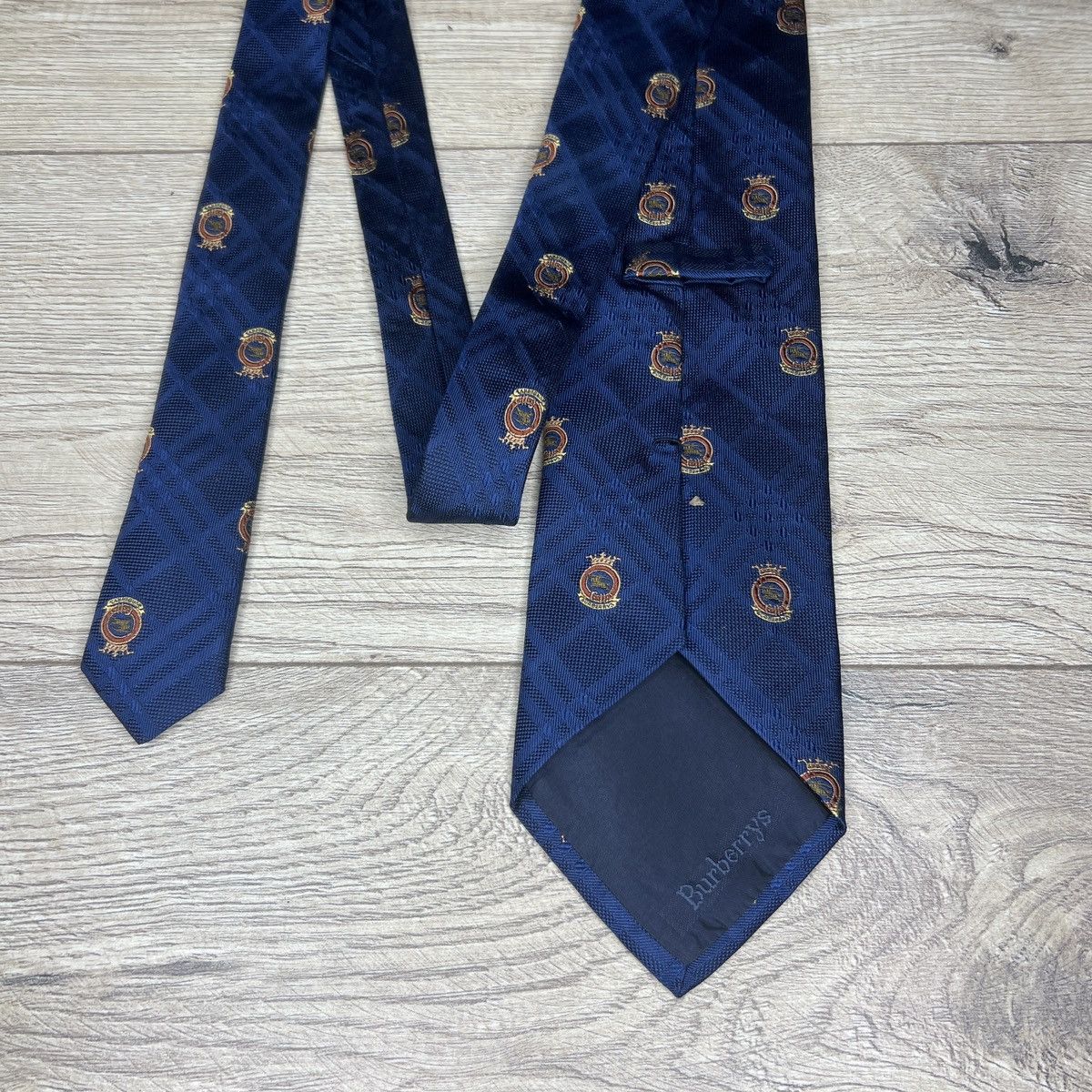 Burberry Vintage Burberry Silk Neck Ties Navy Nova Check Monogram Size ONE SIZE - 7 Thumbnail