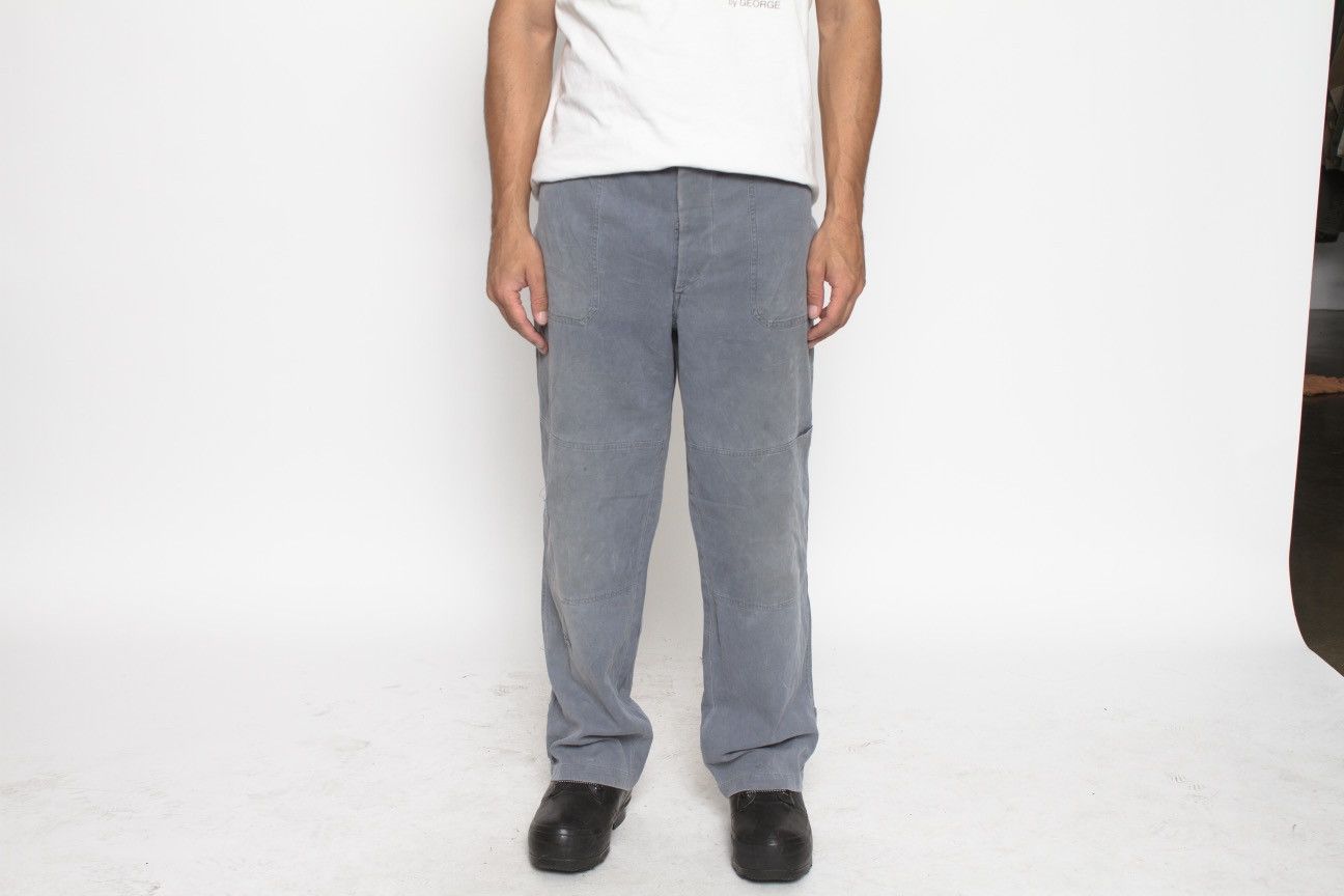 Vintage FADED BLUE FRENCH WORKWEAR PANTS WITH DOUBLE KNEE Size US 38 / EU 54 - 2 Thumbnail