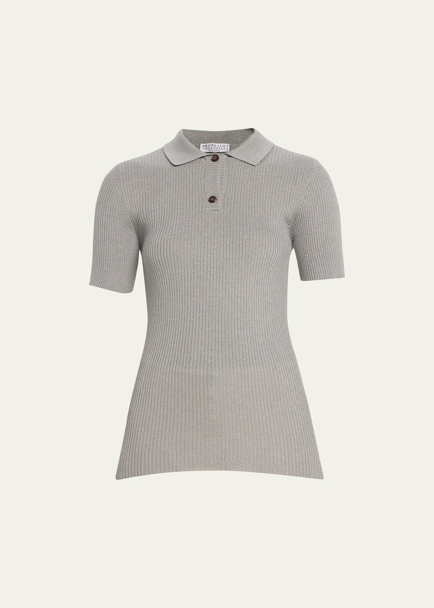 Brunello Cucinelli o1y0825 Polo Sweater in Light Gray Size XS / US 0-2 / IT 36-38 - 1 Thumbnail