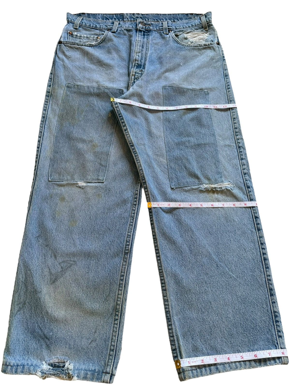 Levi's Vintage 90s Levis 540 Orange Tab Mud Wash Patched Baggy Jean Size US 35 - 15 Thumbnail